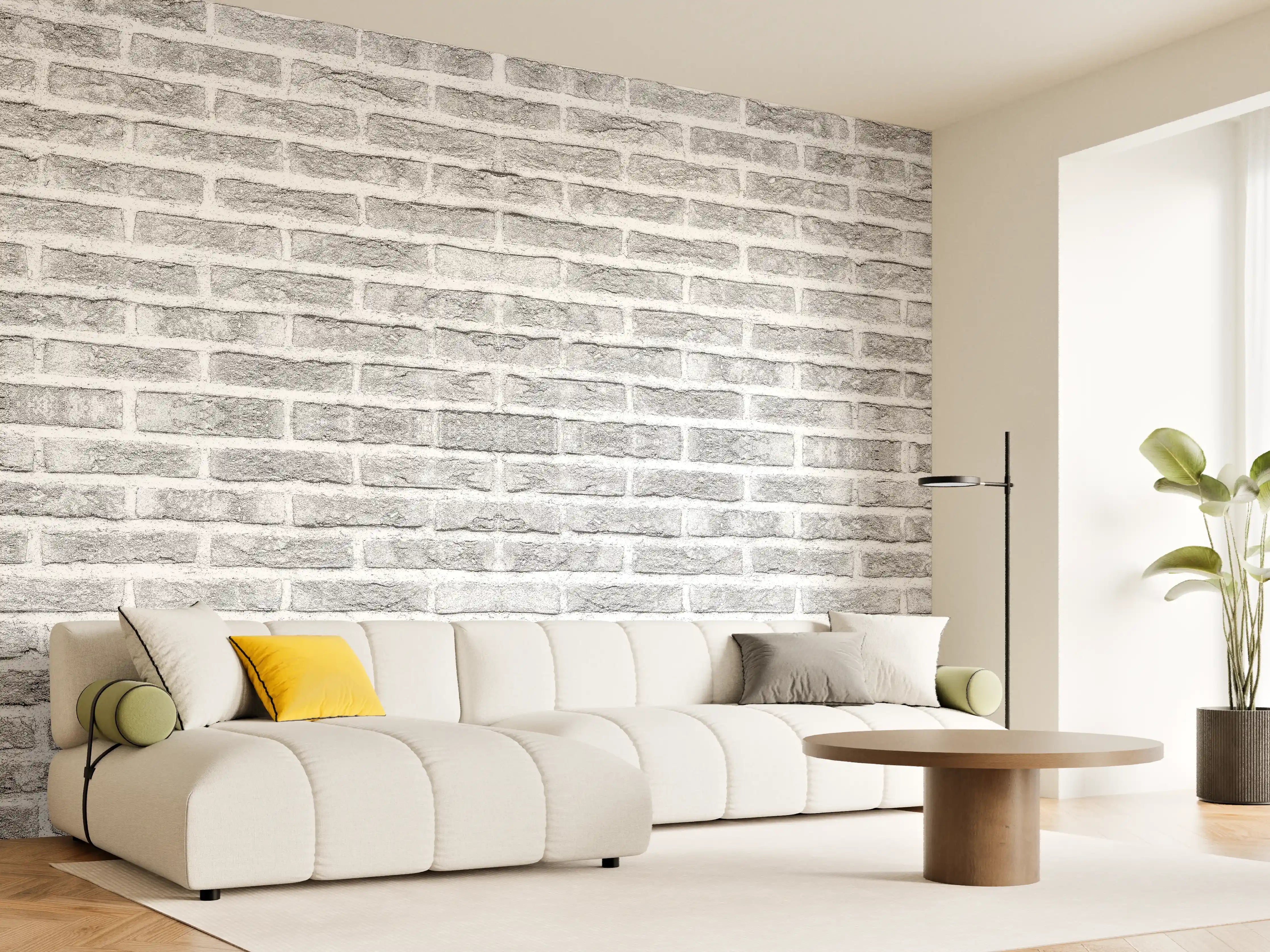 Wandverkleidung Wohnzimmer - Graue alte Ziegelwand