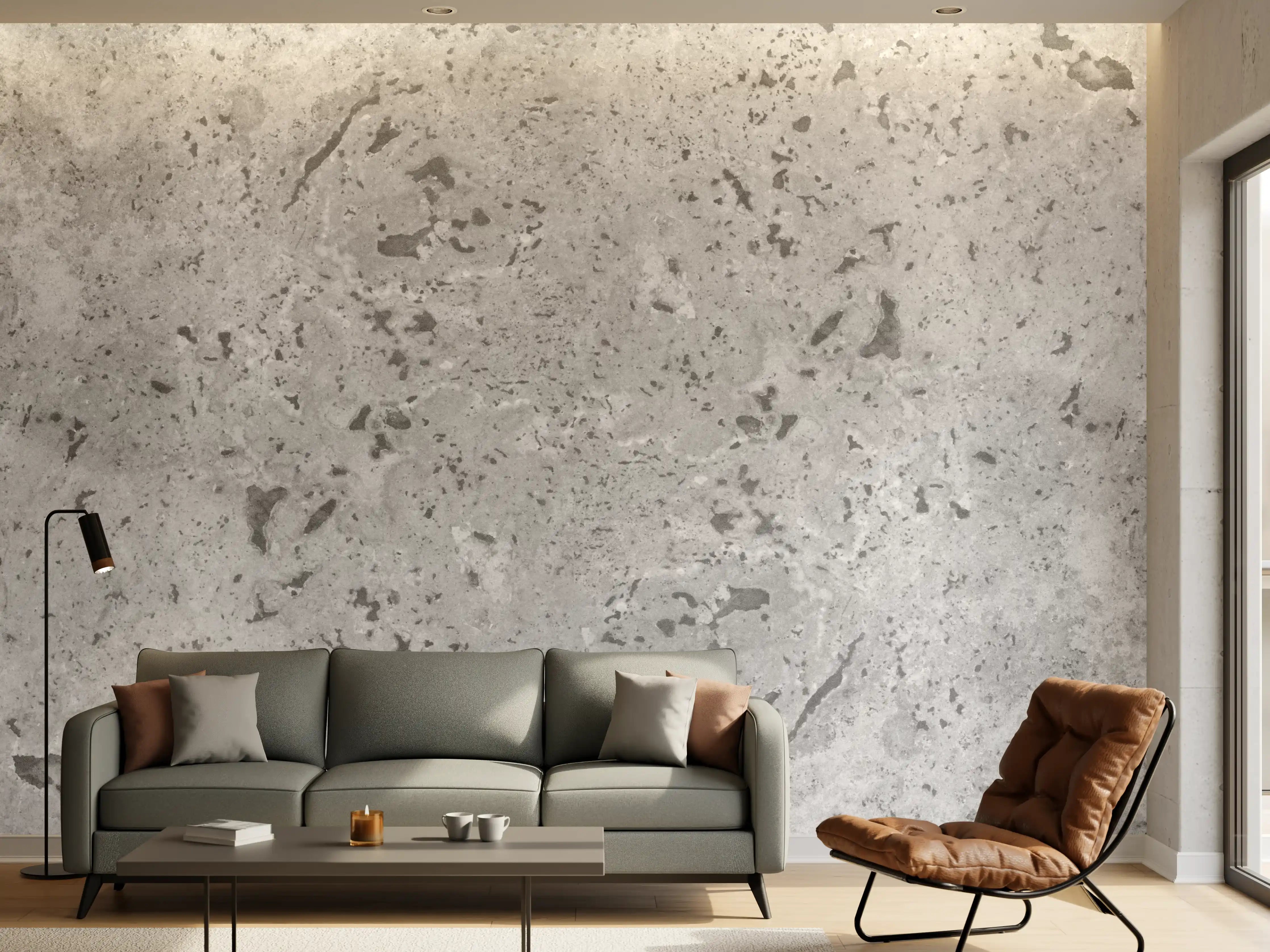 Wandverkleidung Wohnzimmer - Grauer Beton