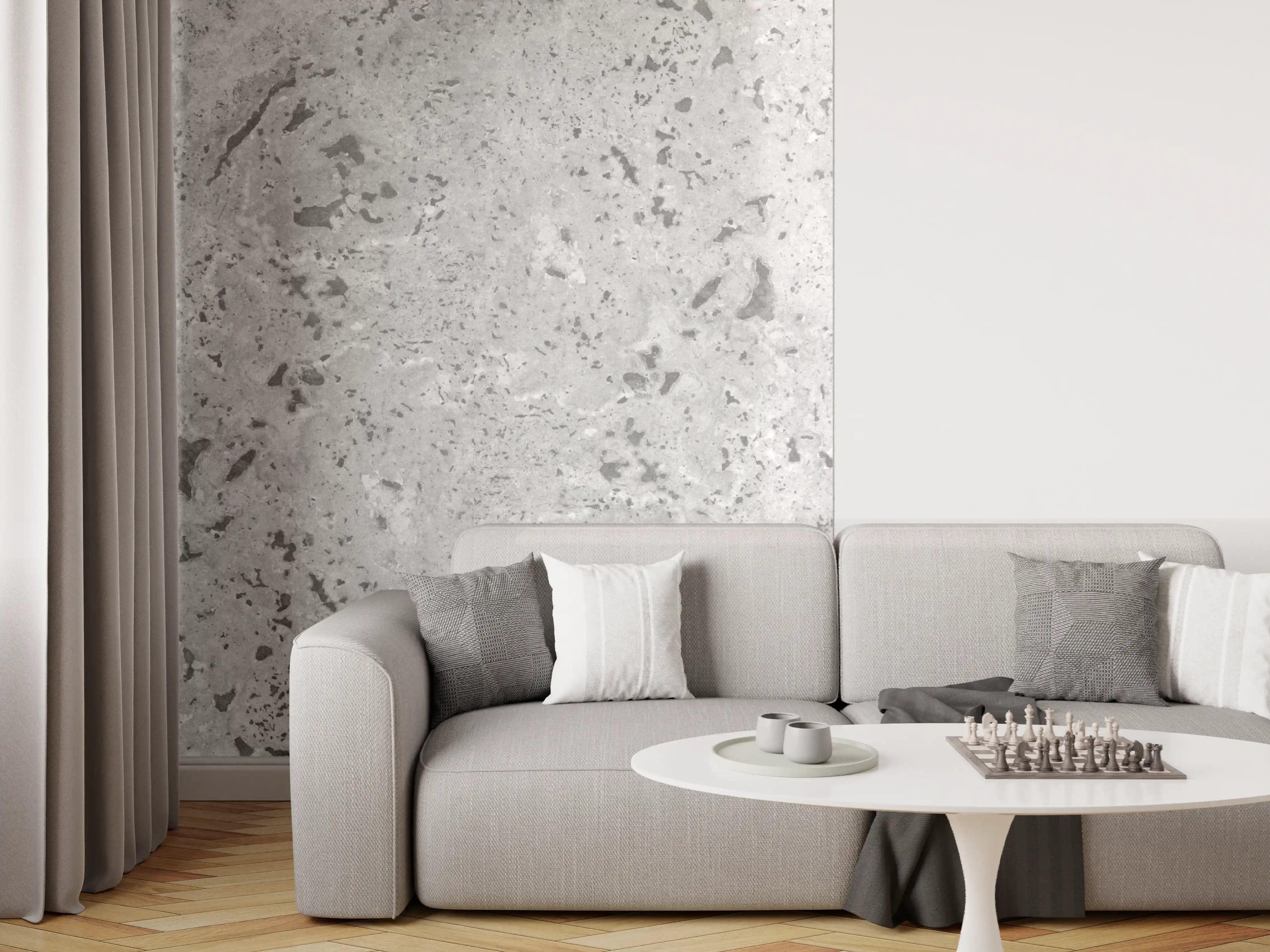 Wandverkleidung Wohnzimmer - Grauer Beton
