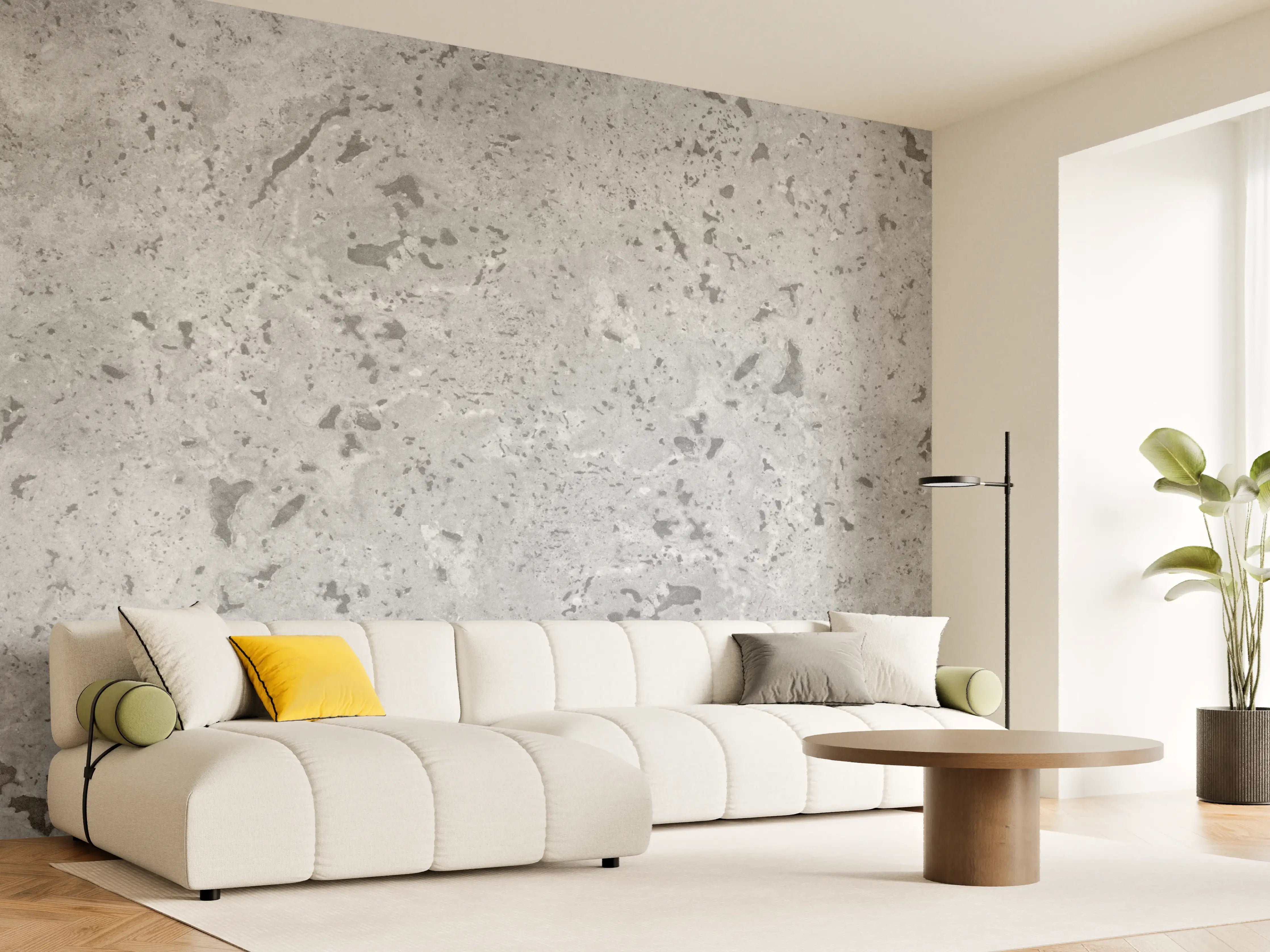 Wandverkleidung Wohnzimmer - Grauer Beton