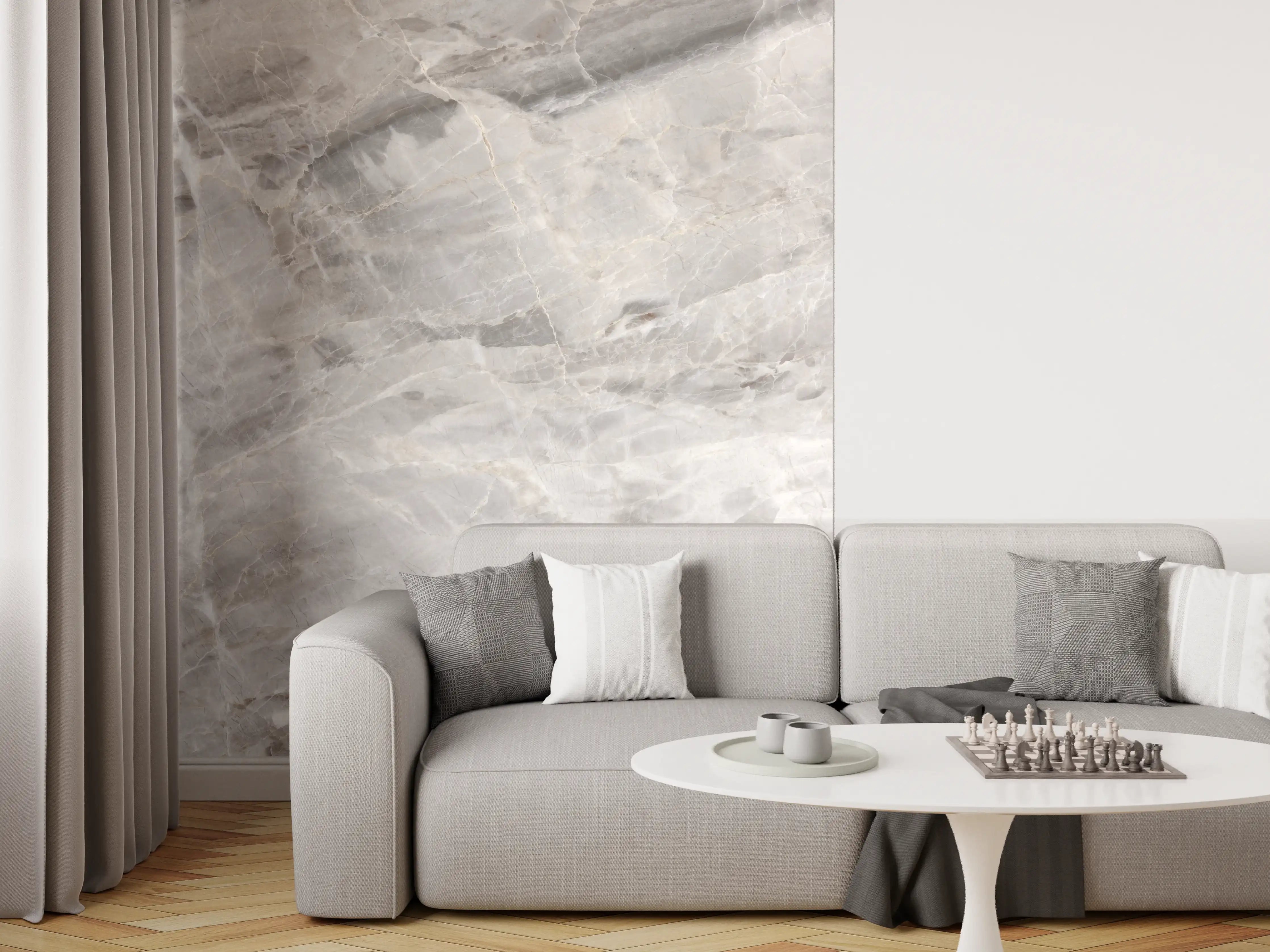 Wandverkleidung Wohnzimmer - Grauer Marmor - Granit