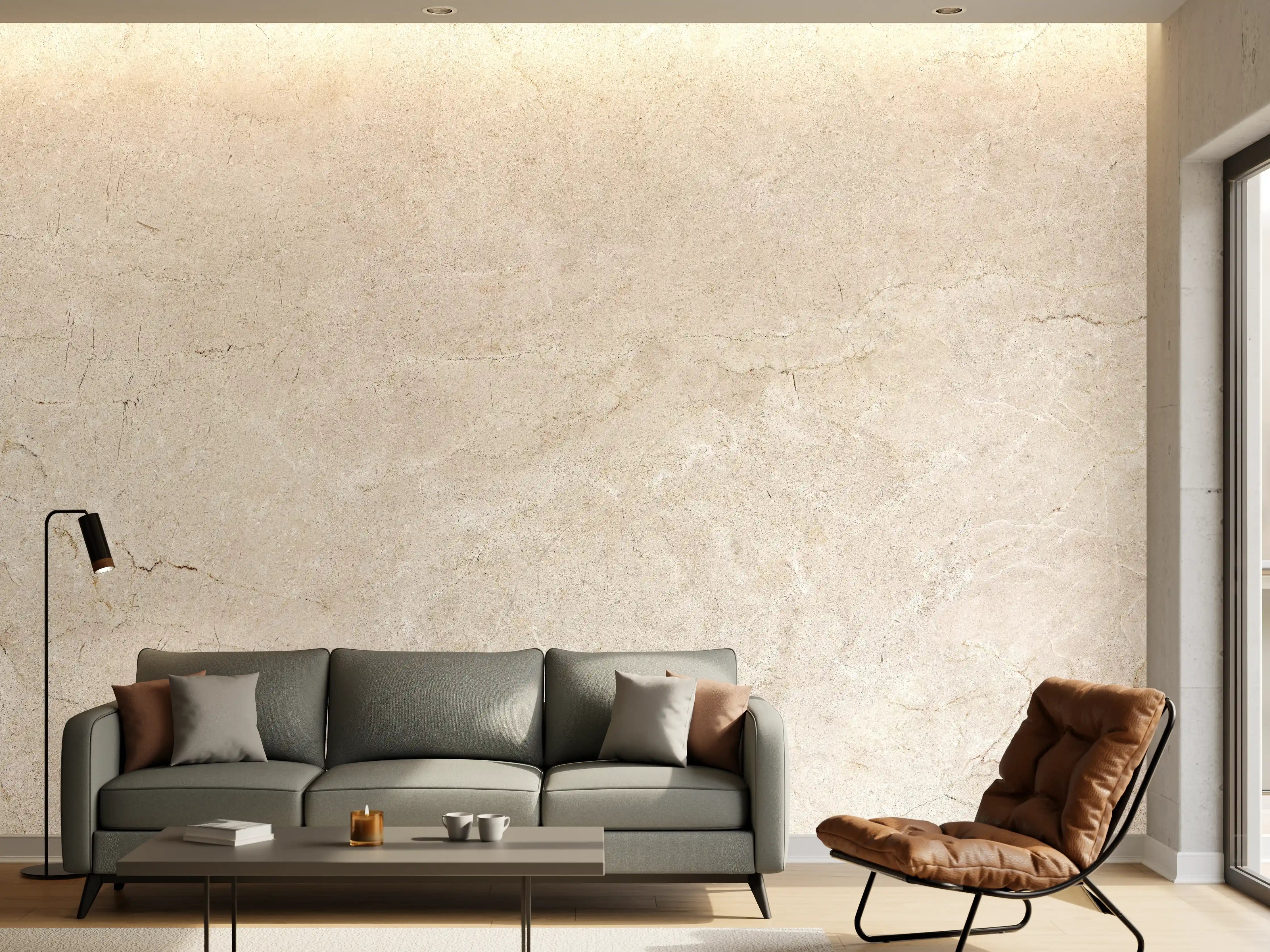 Wandverkleidung Wohnzimmer - Grauer Marmor auf steinigem Hintergrund