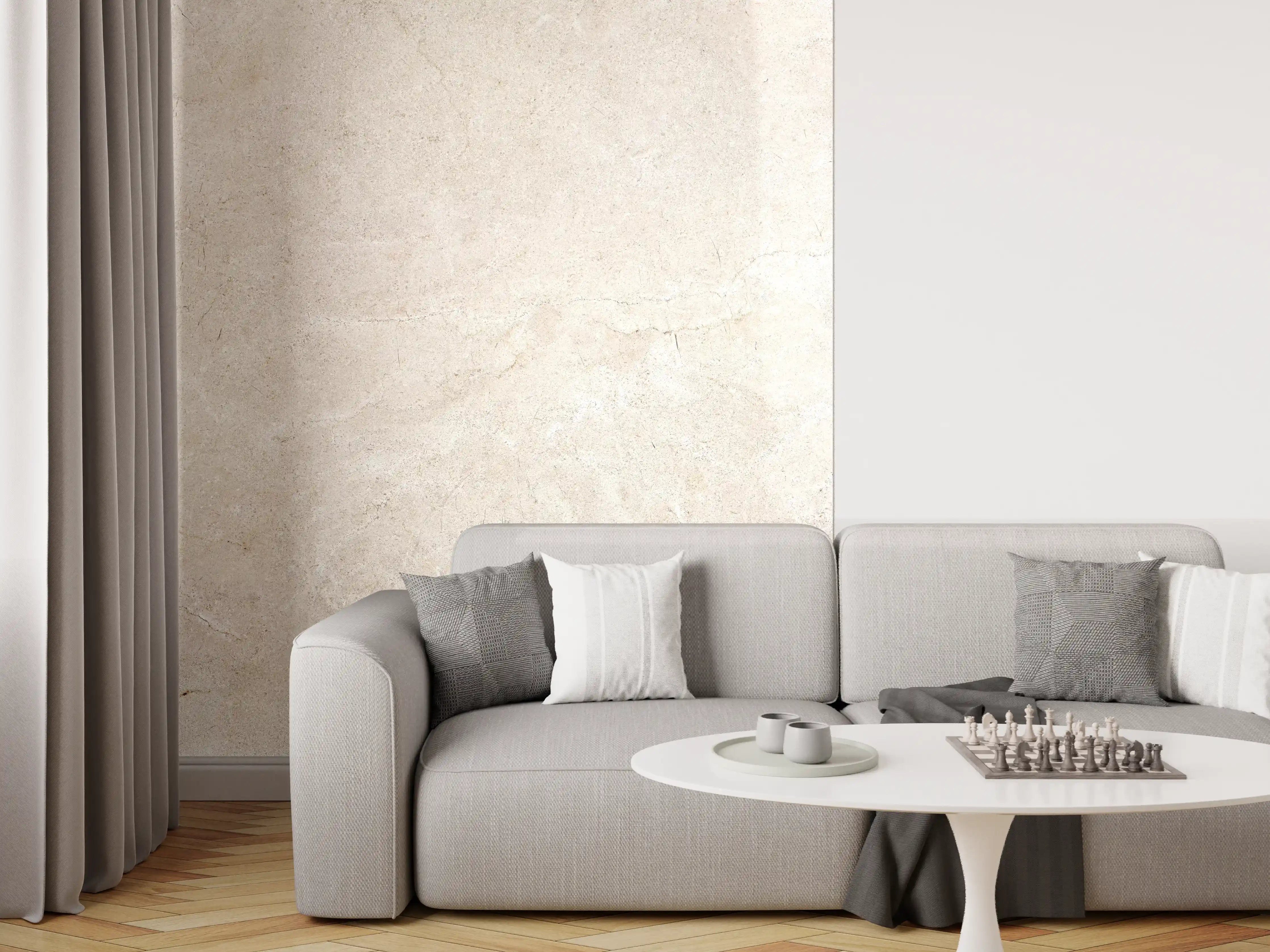 Wandverkleidung Wohnzimmer - Grauer Marmor auf steinigem Hintergrund