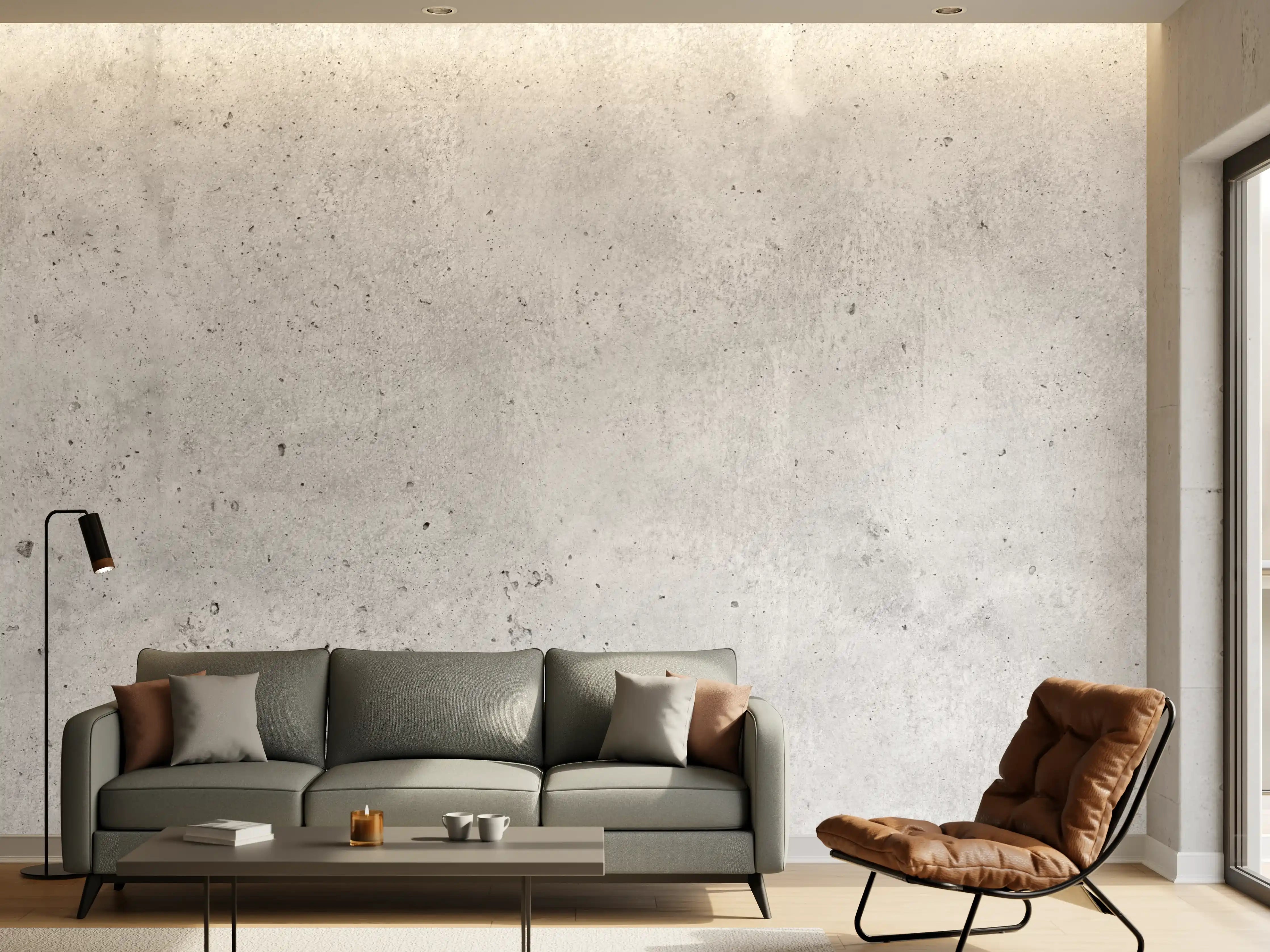 Wandverkleidung Wohnzimmer - Grauer rauer Beton