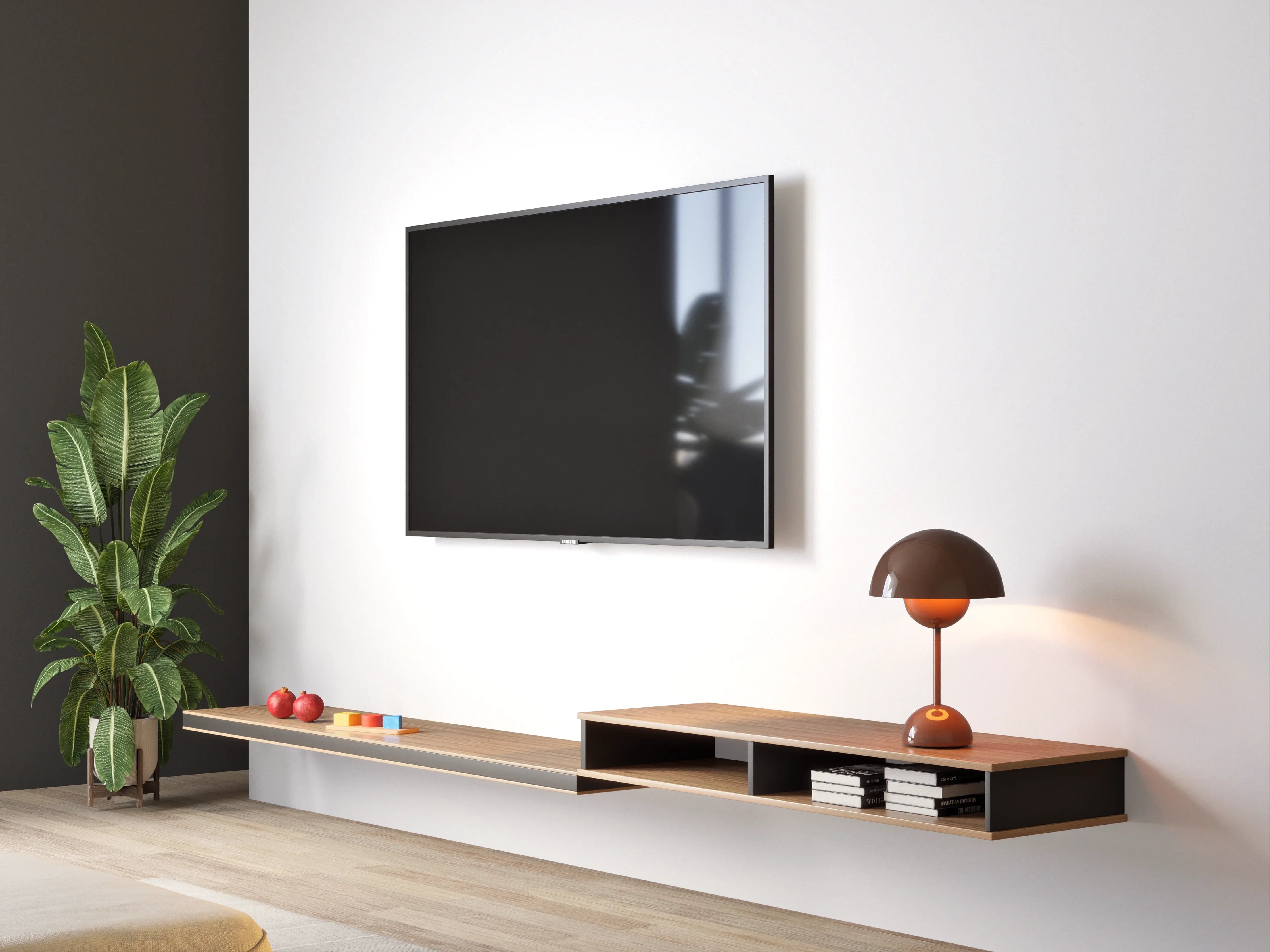 Wandverkleidung Wohnzimmer - Grauer, minimalistischer Hintergrund