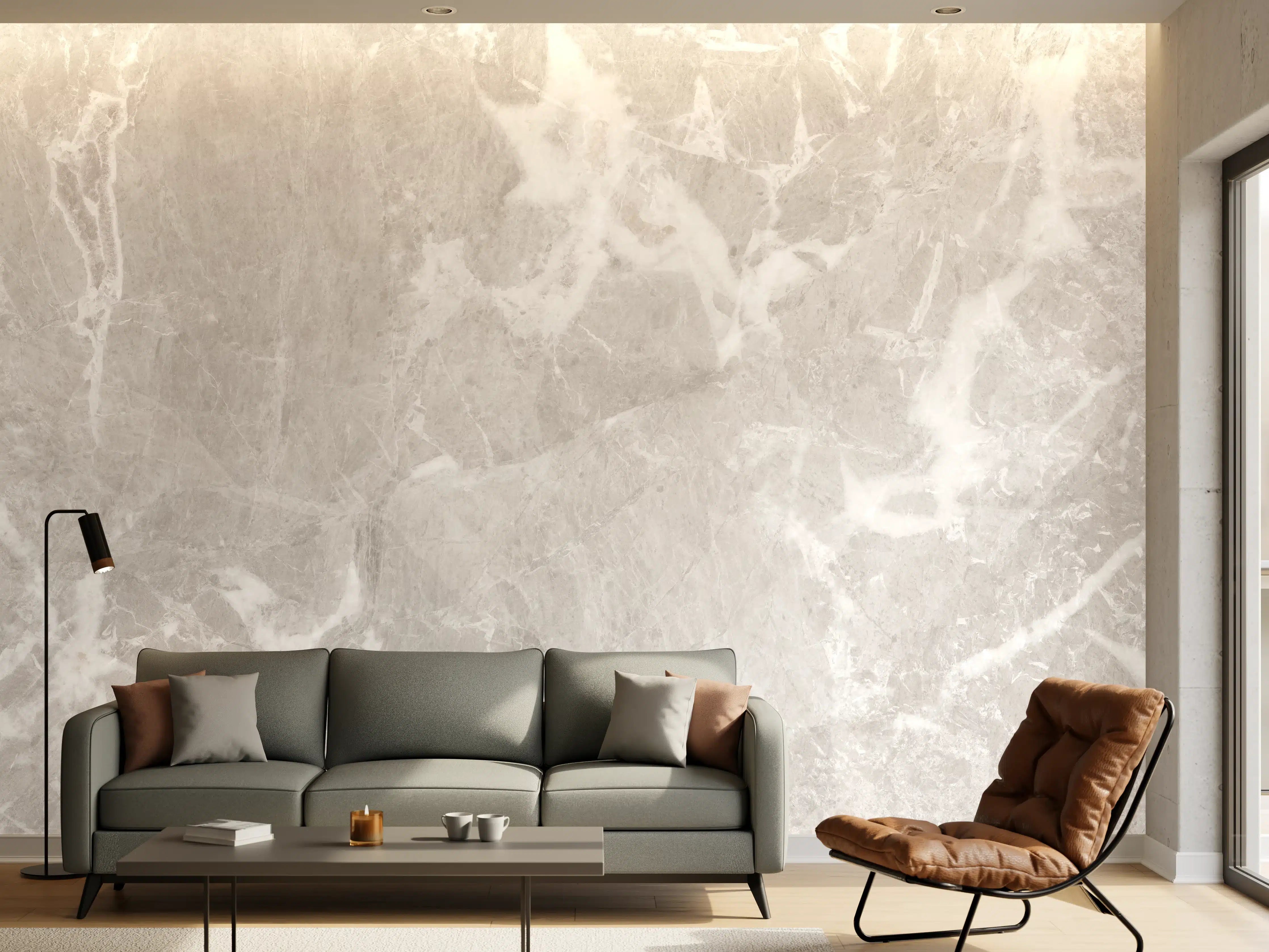 Wandverkleidung Wohnzimmer - Graues Fliesen Muster