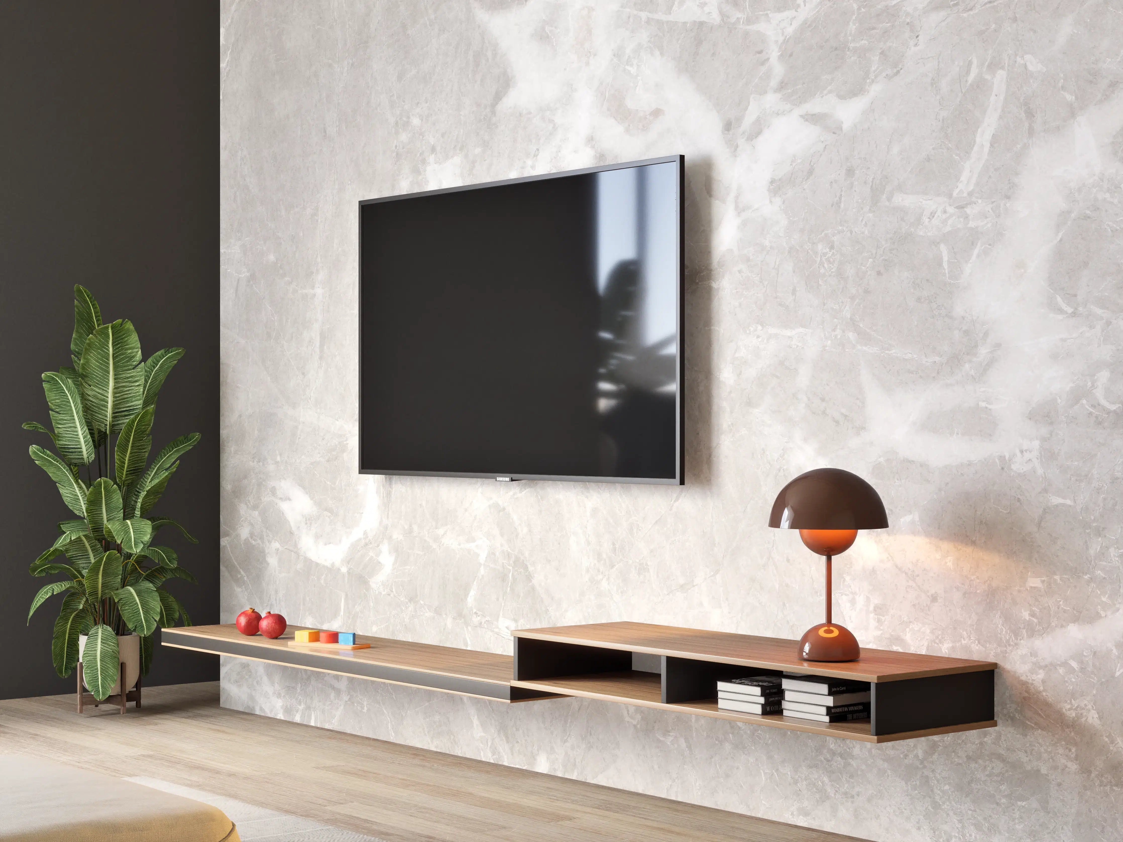 Wandverkleidung Wohnzimmer - Graues Fliesen Muster