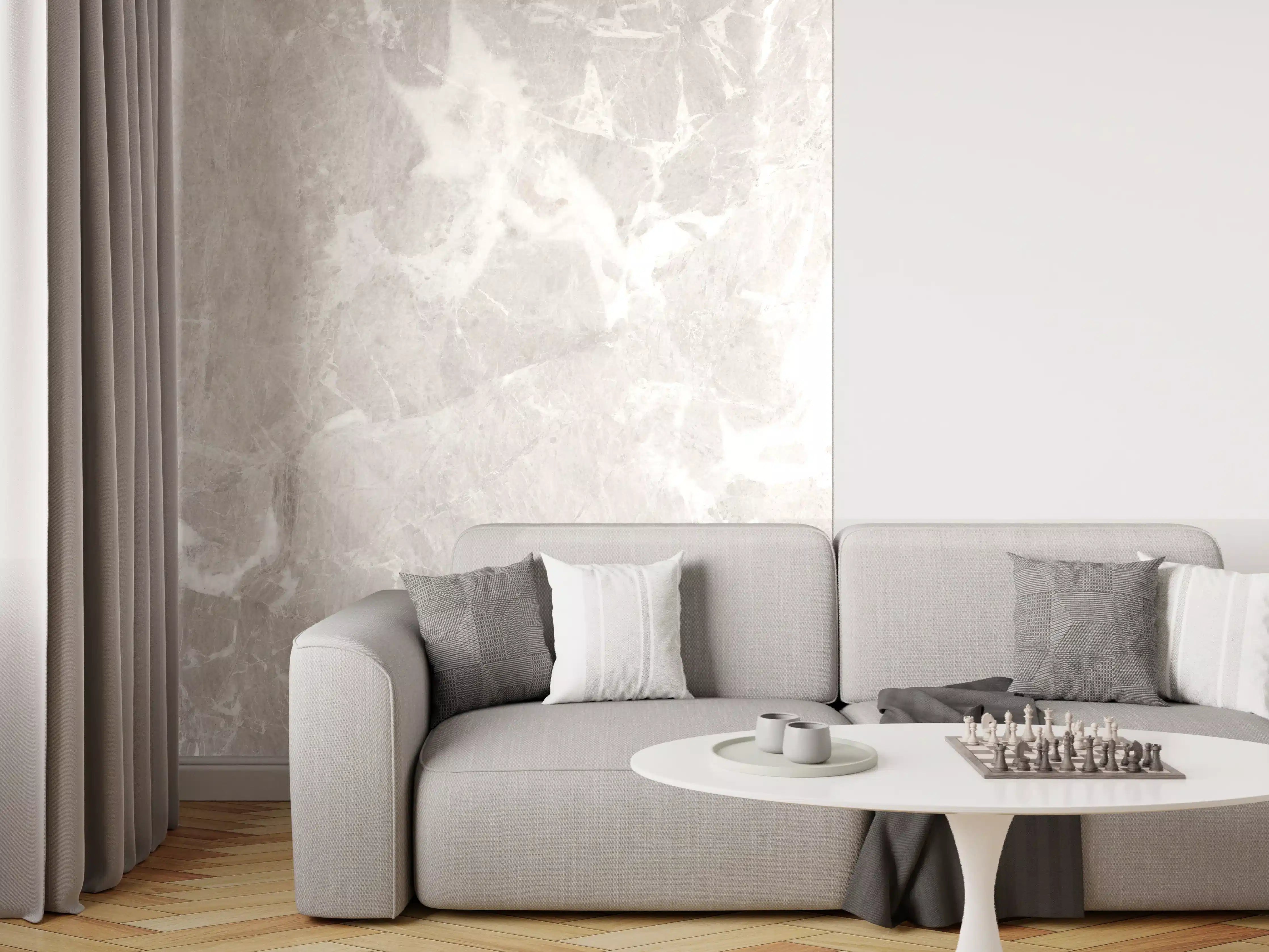 Wandverkleidung Wohnzimmer - Graues Fliesen Muster