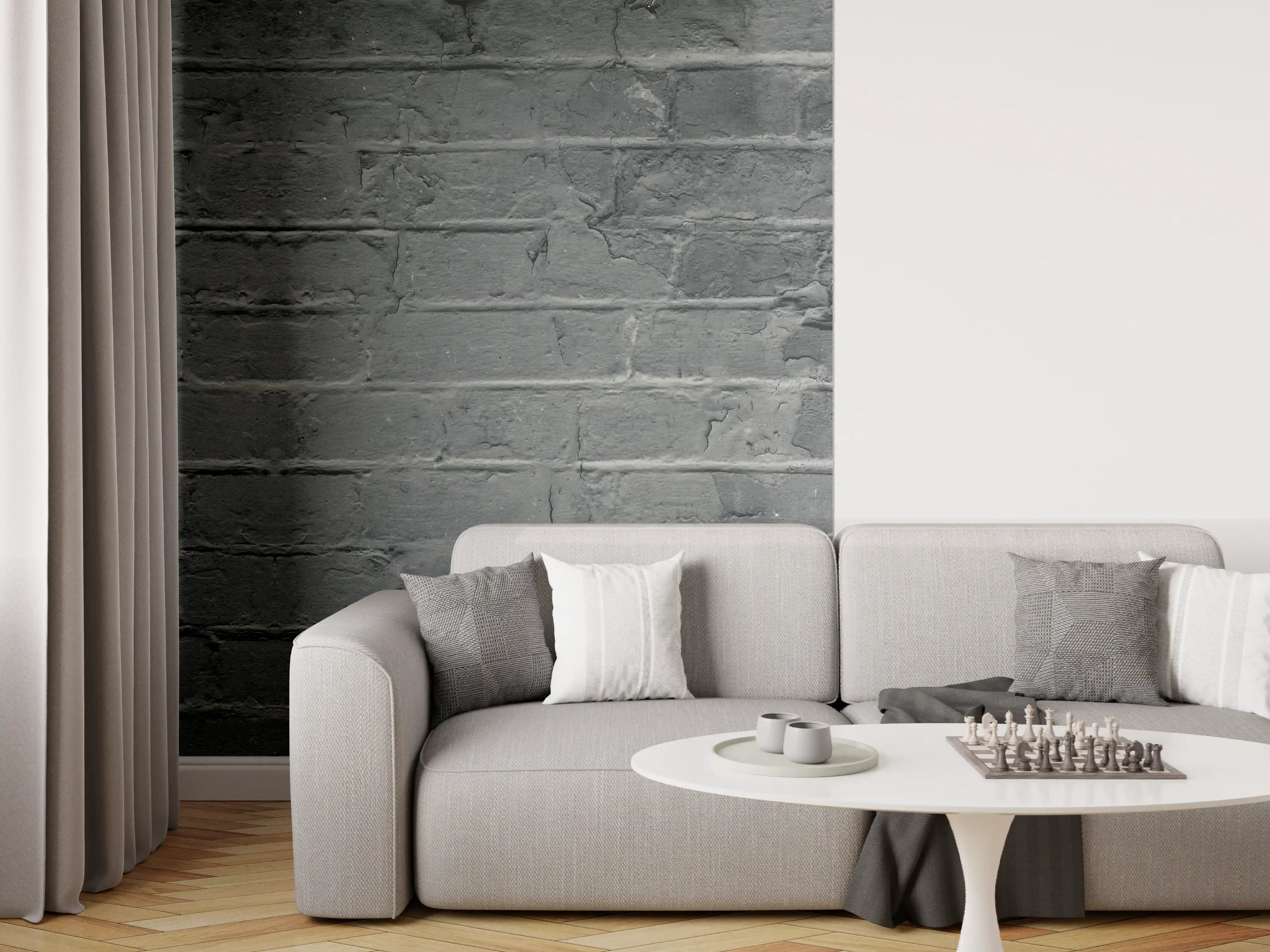 Wandverkleidung Wohnzimmer - Graues ausgefallenes Mauerwerk