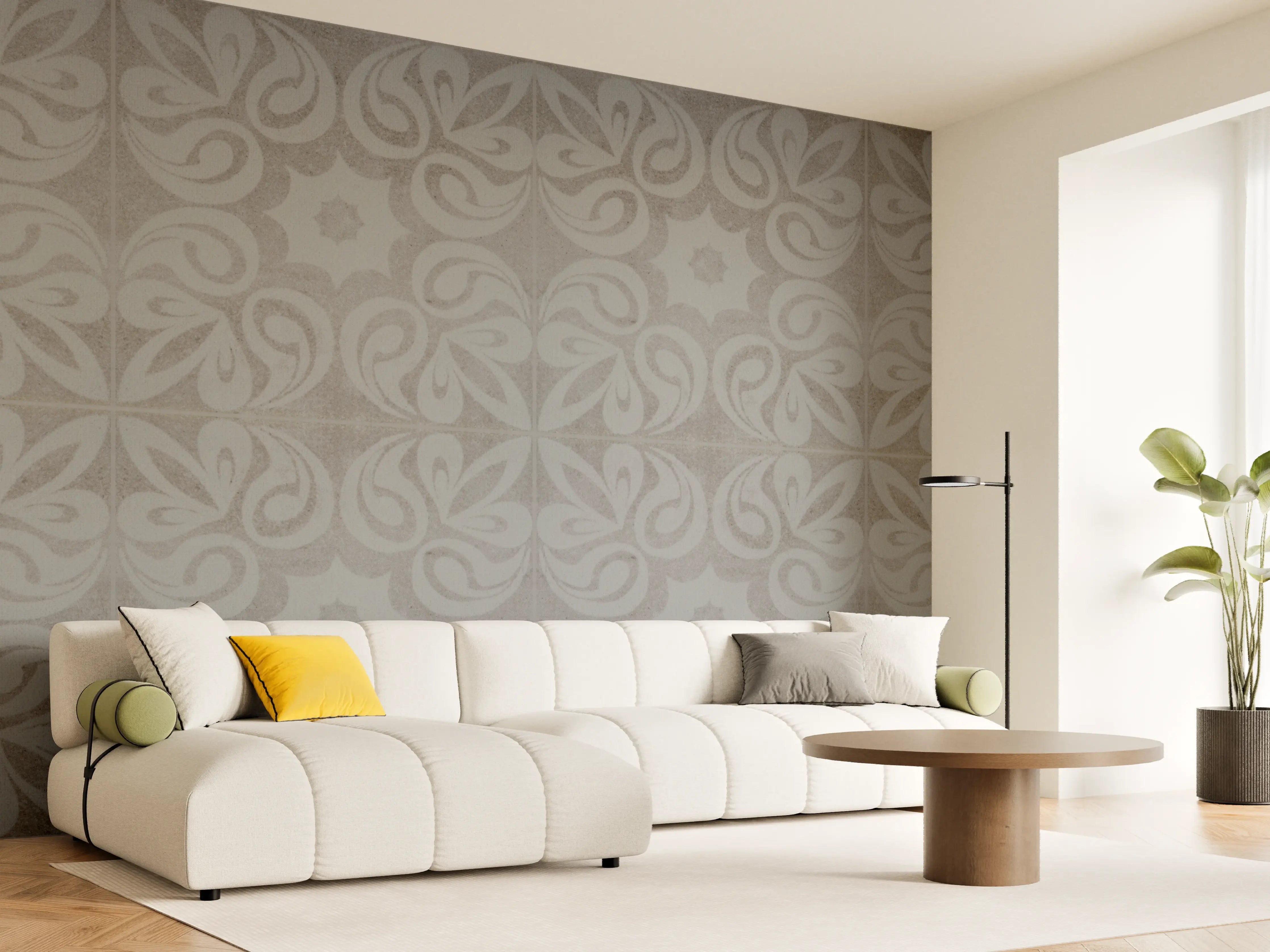 Wandverkleidung Wohnzimmer - Graues quadratisches Mosaikmotiv