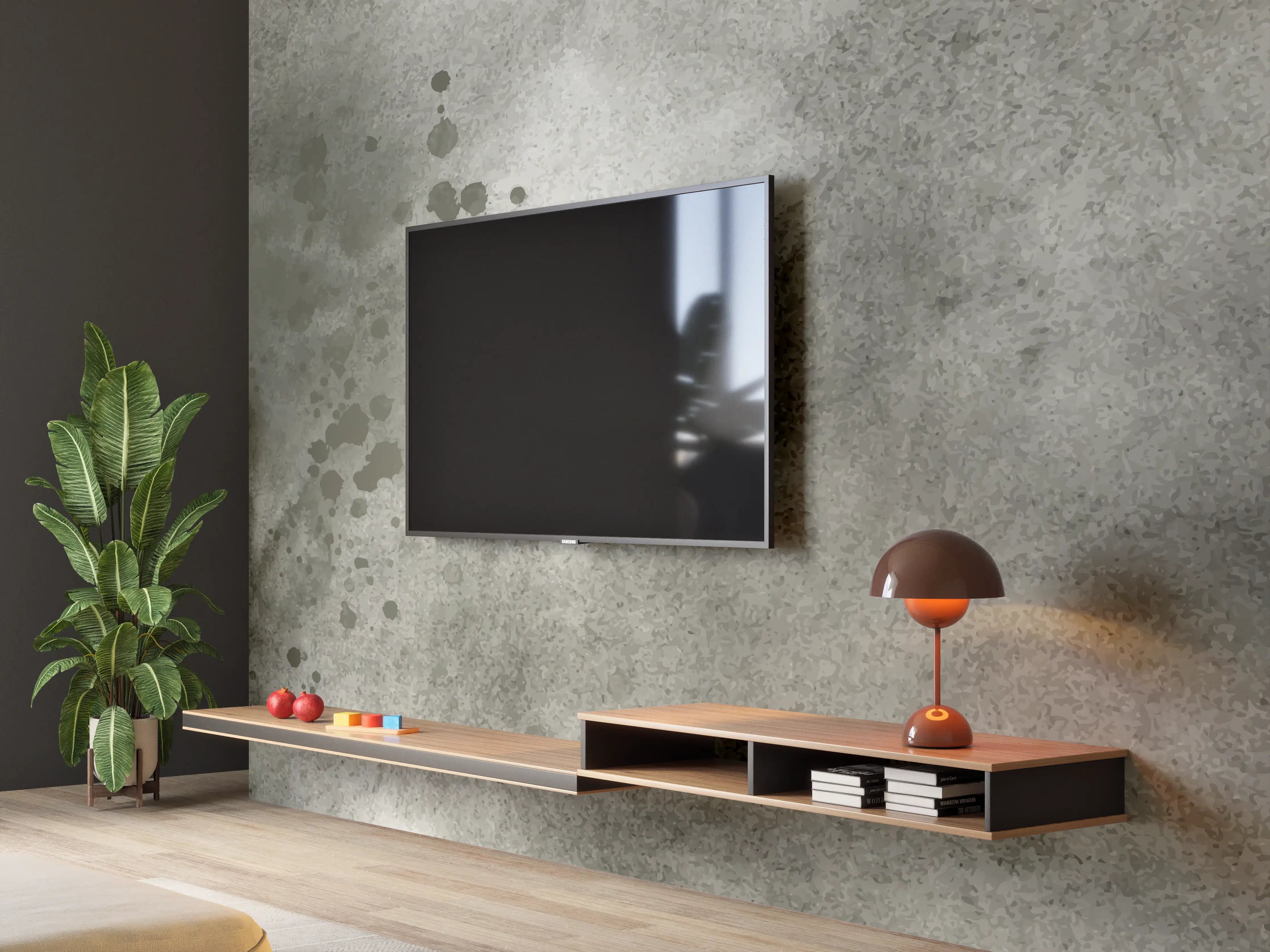 Wandverkleidung Wohnzimmer - Grauschattierter Aquarellhintergrund