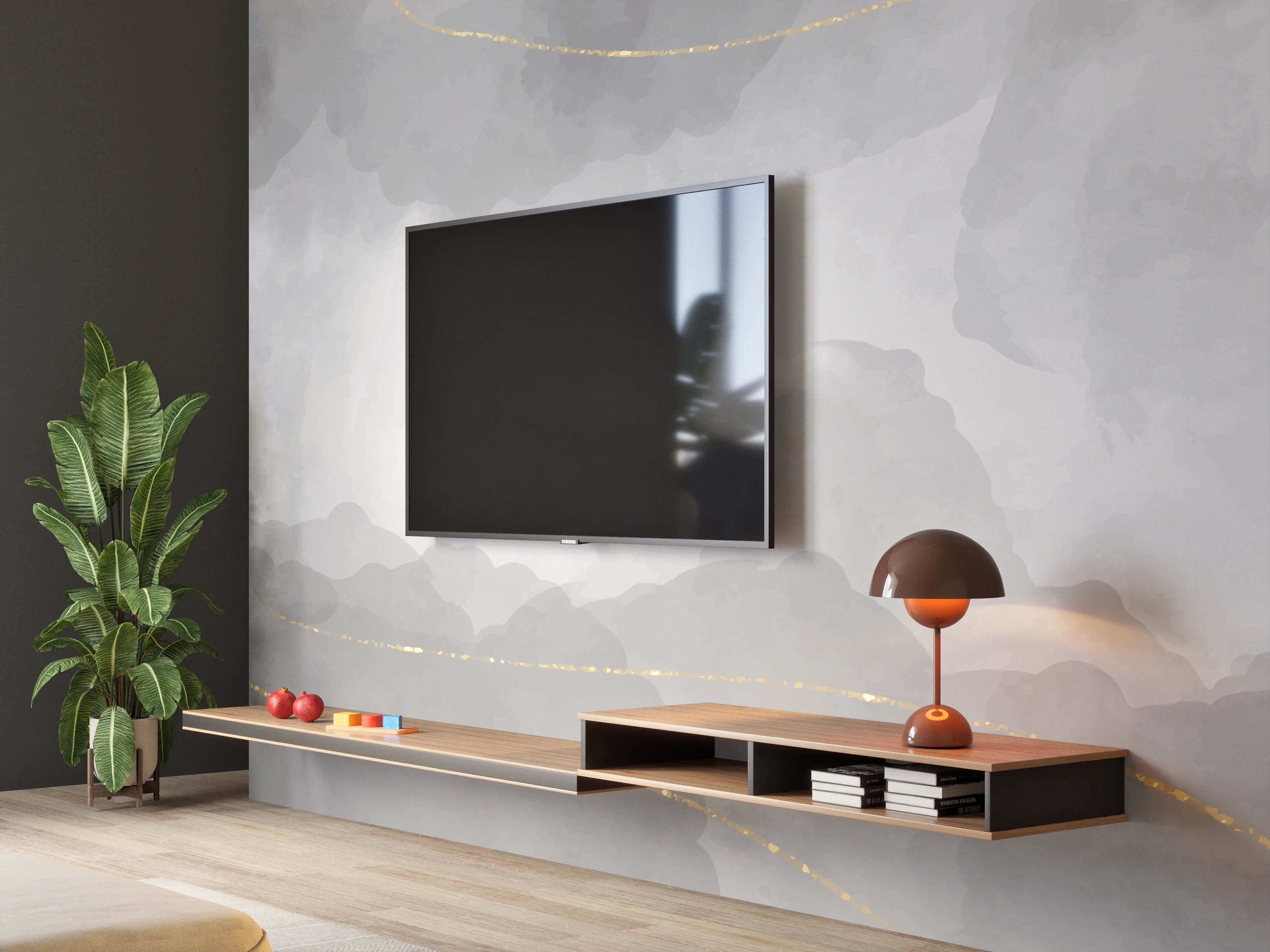 Wandverkleidung Wohnzimmer - Grauweißes Marmor Muster