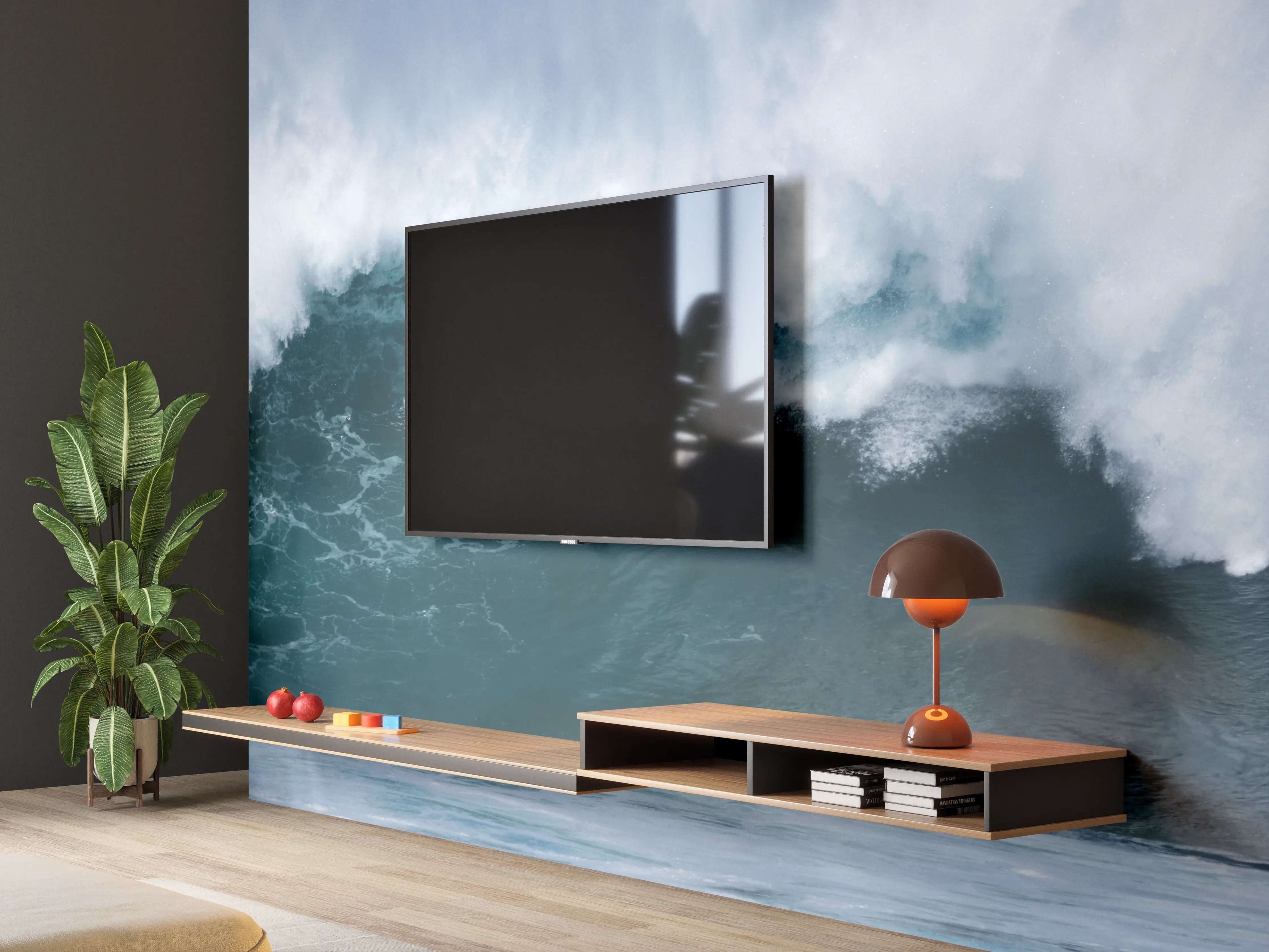 Wandverkleidung Wohnzimmer - Große Welle im Ozean