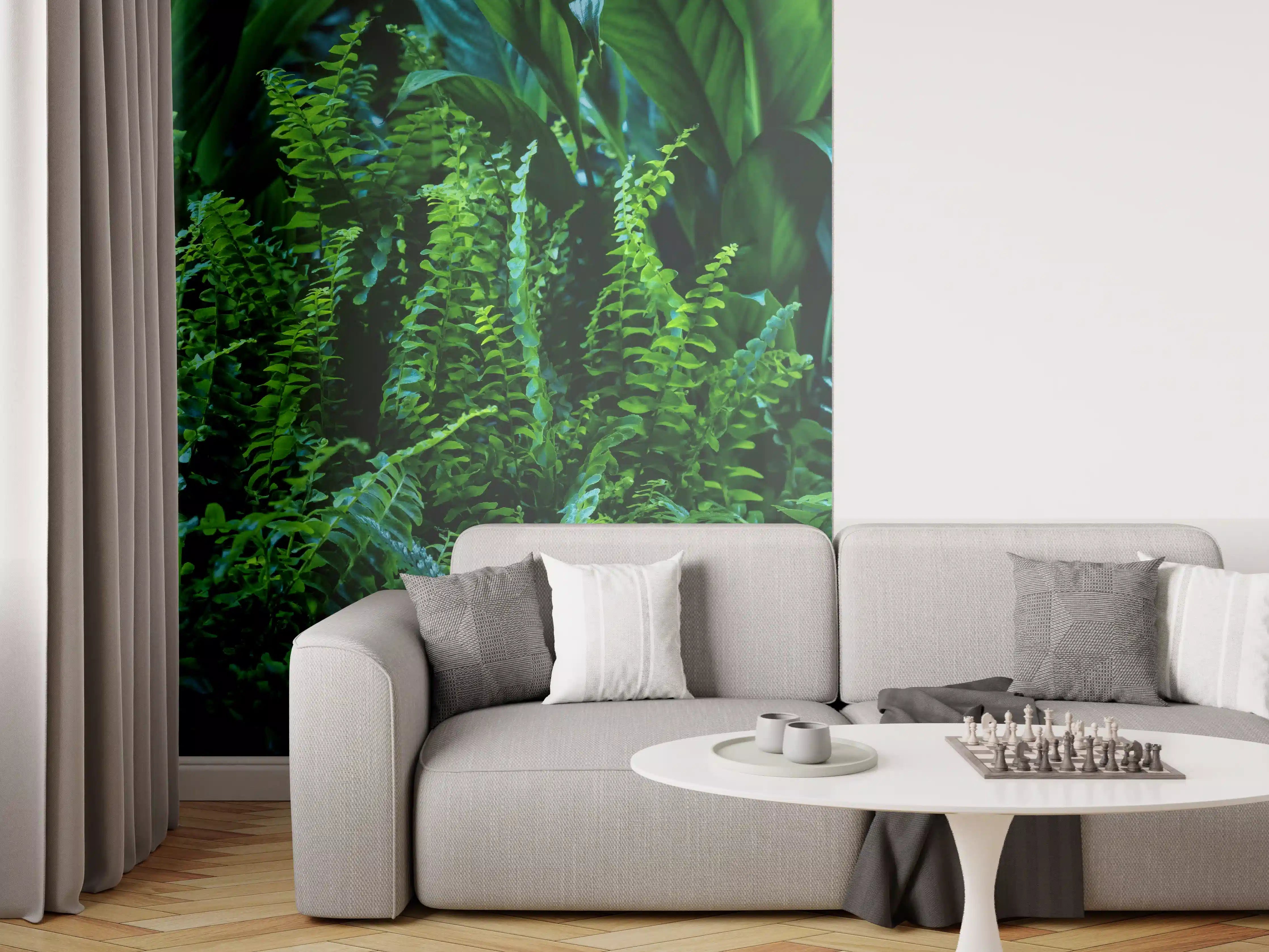 Wandverkleidung Wohnzimmer - Grüne Farn Blatt Textur