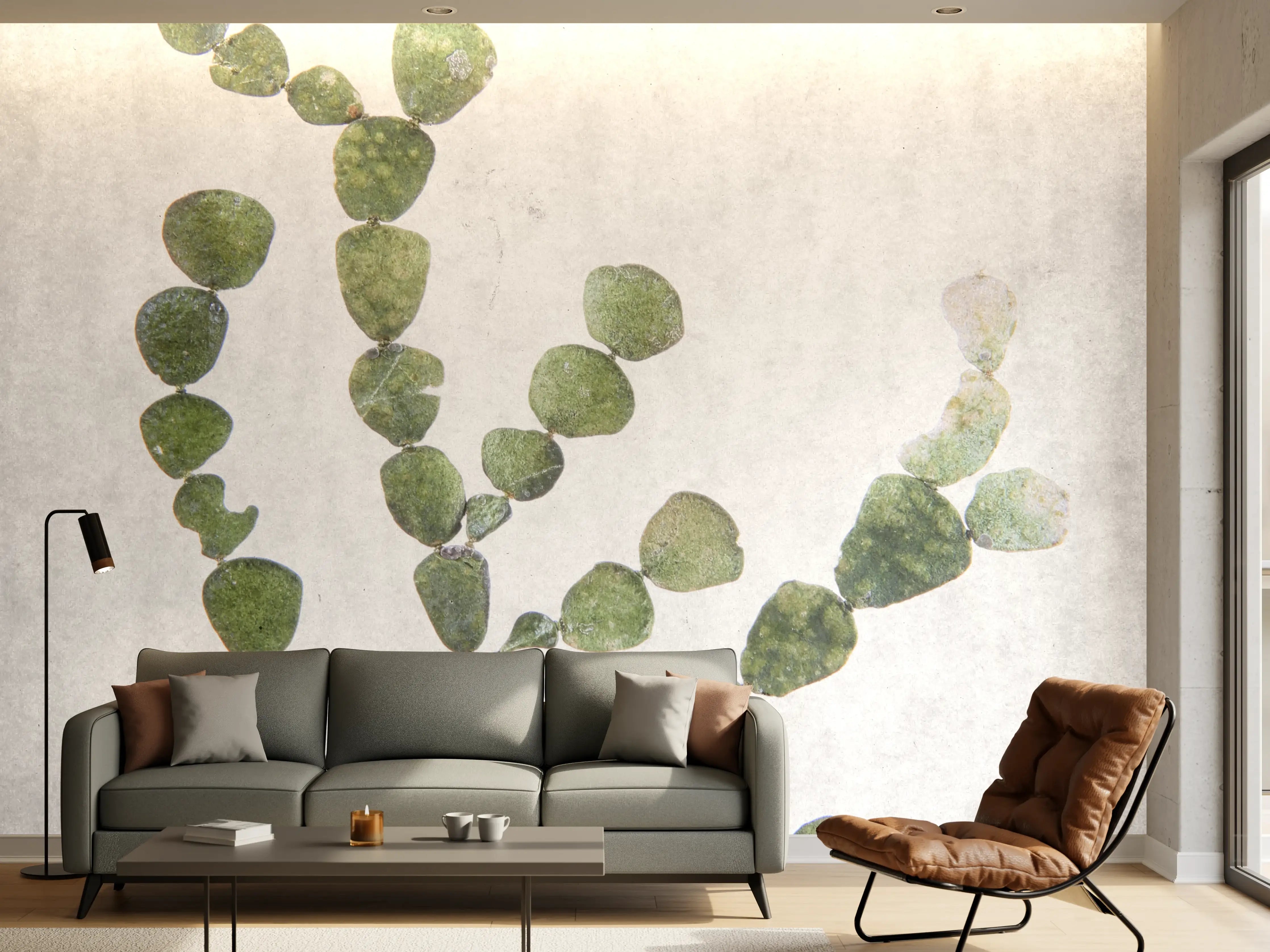 Wandverkleidung Wohnzimmer - Grüner Eukalyptus Zweig auf hellem Hintergrund