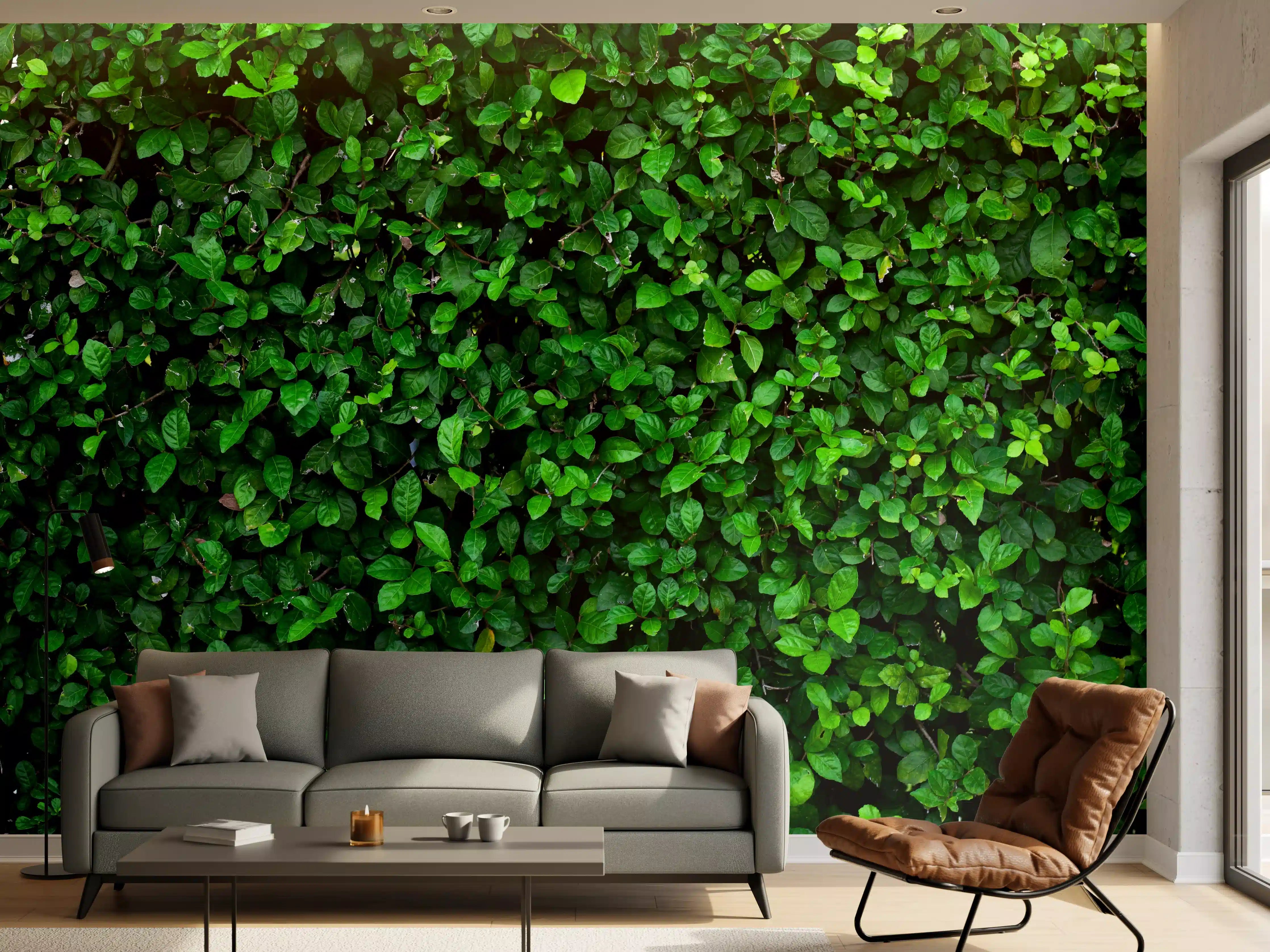 Wandverkleidung Wohnzimmer - Grüner Pflanzenwand-Hintergrund