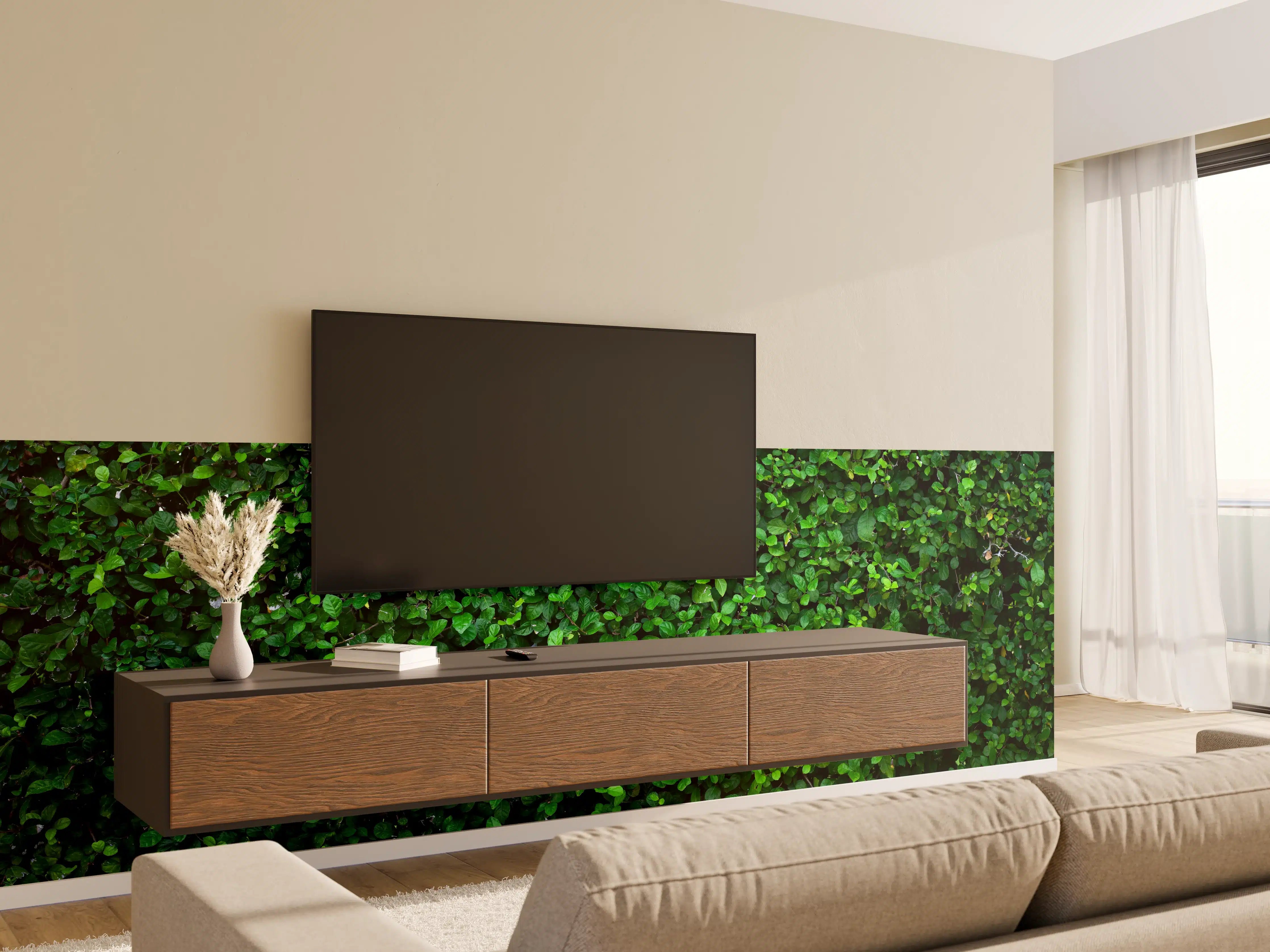 Wandverkleidung Wohnzimmer - Grüner Pflanzenwand-Hintergrund