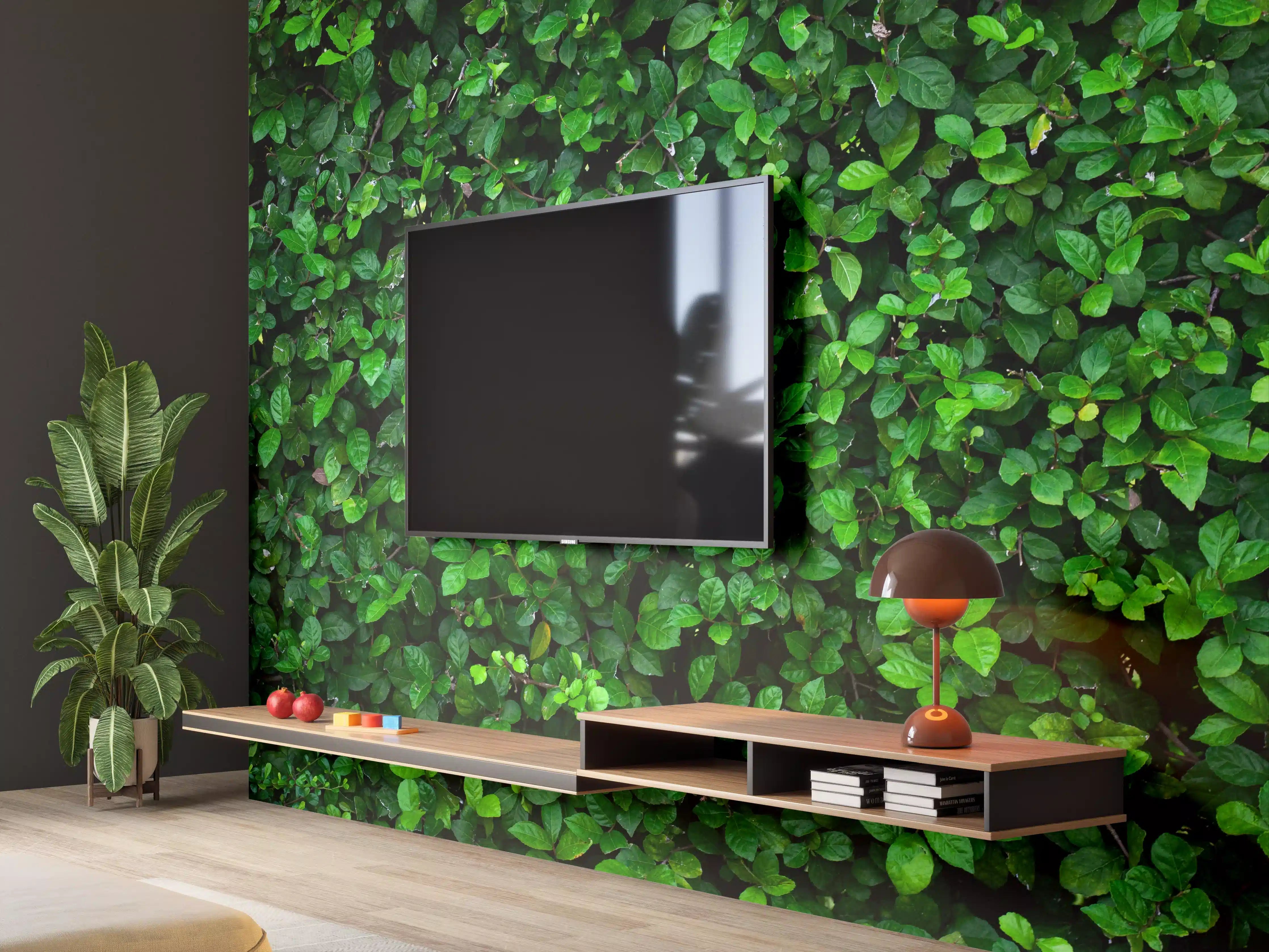 Wandverkleidung Wohnzimmer - Grüner Pflanzenwand-Hintergrund