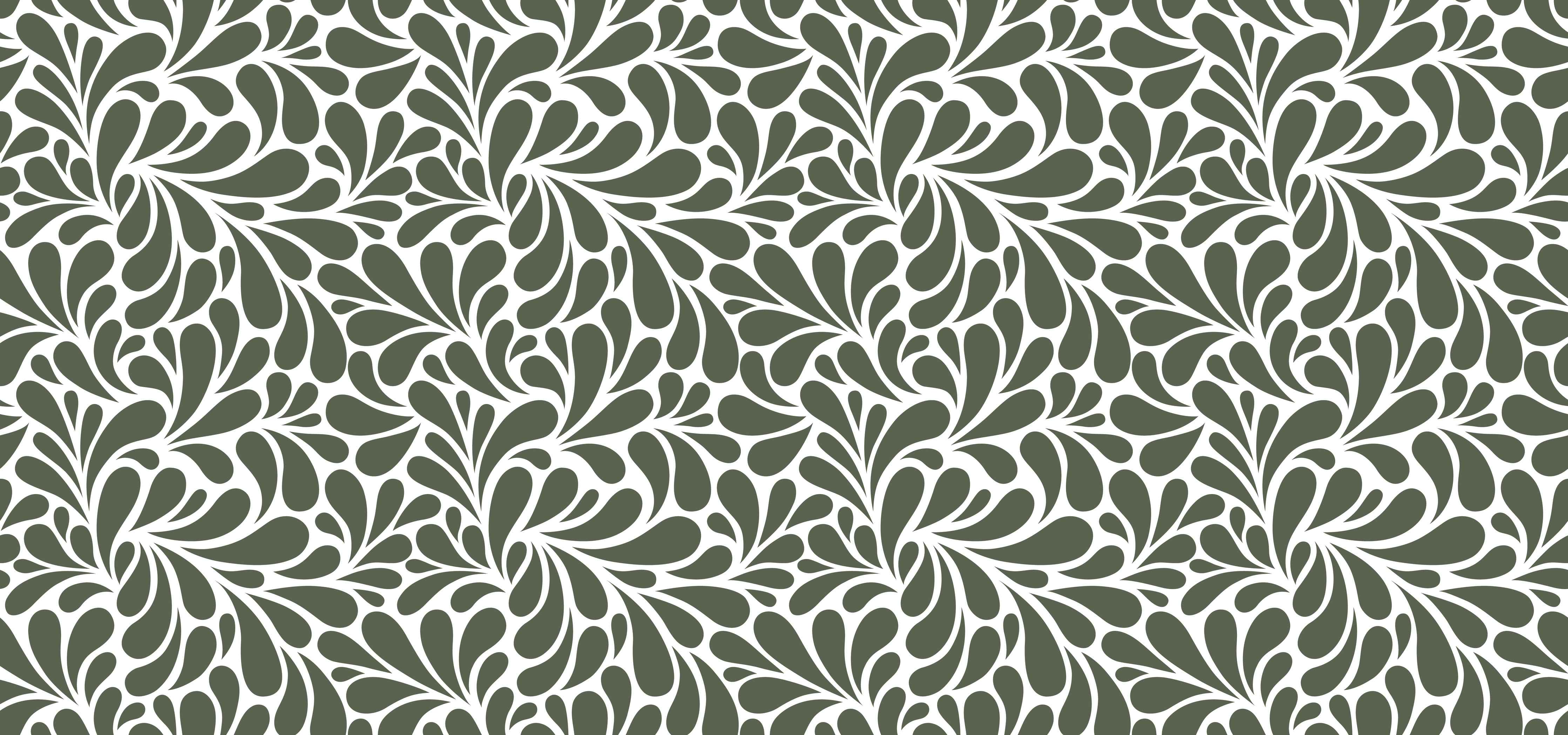 Wandverkleidung Wohnzimmer-Grünes Blättermuster mit eleganten Verzierungen