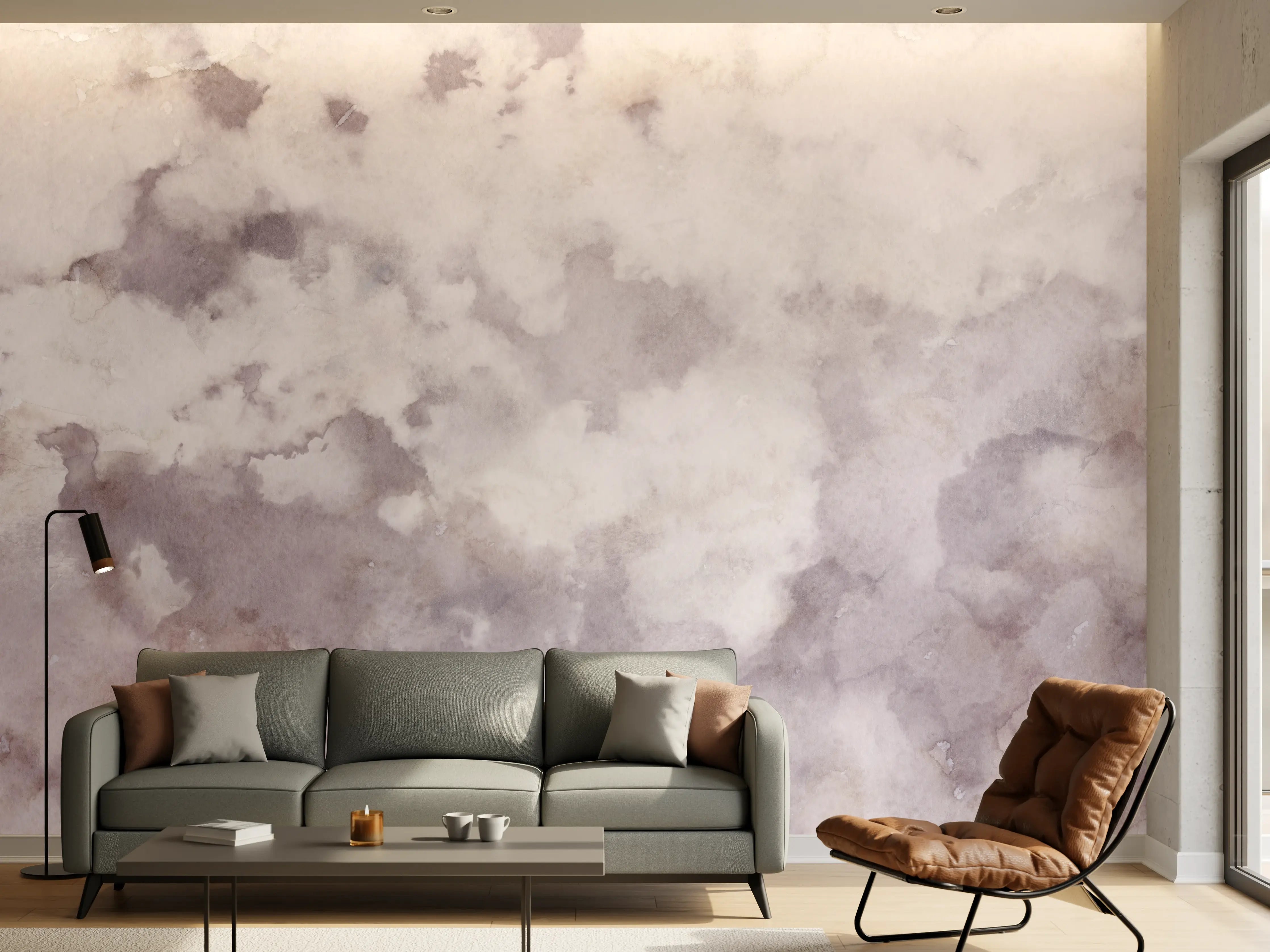 Wandverkleidung Wohnzimmer - Grunges Design - Aquarellmalerei