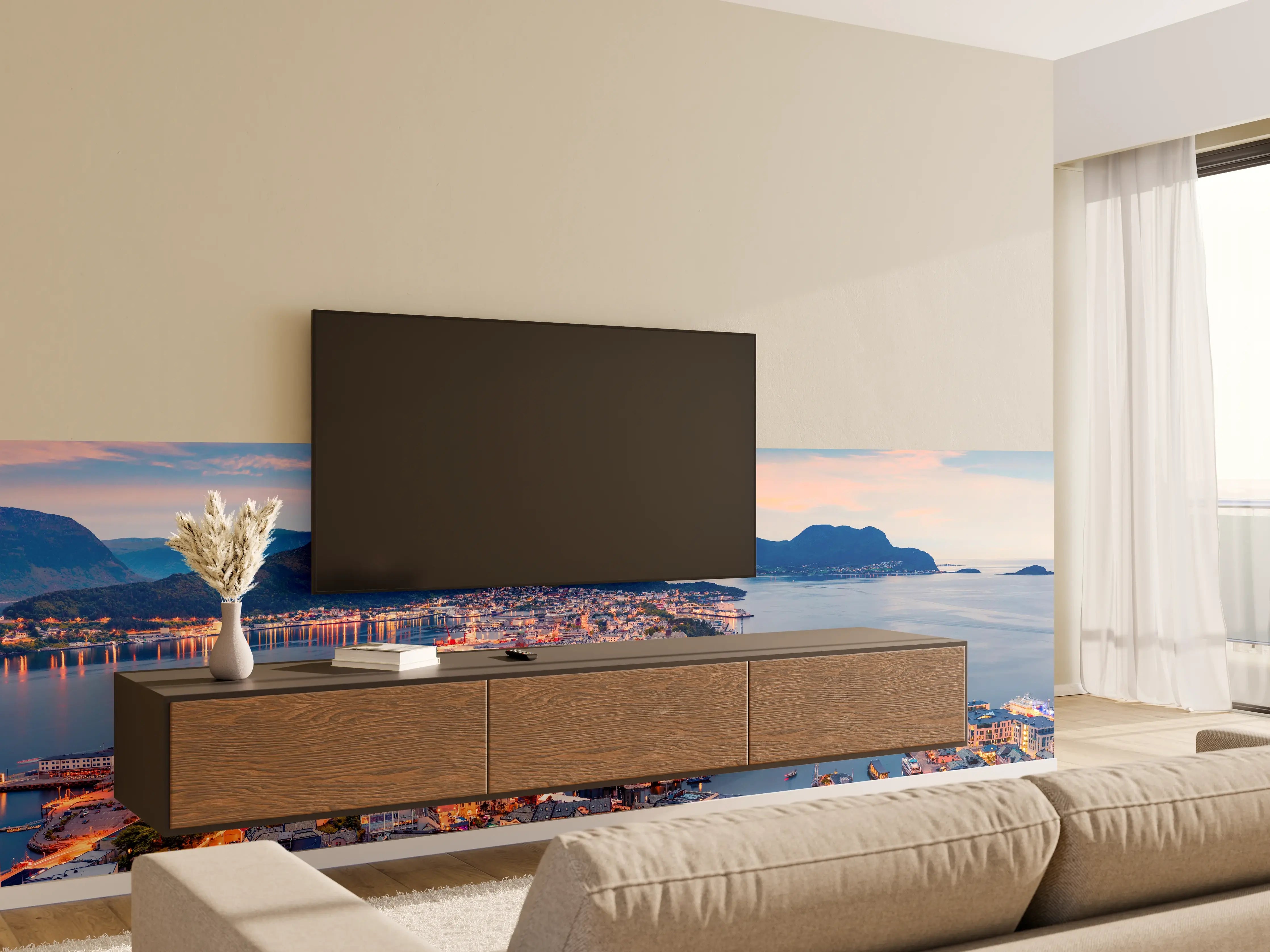 Wandverkleidung Wohnzimmer - Hafenstadt Alesund