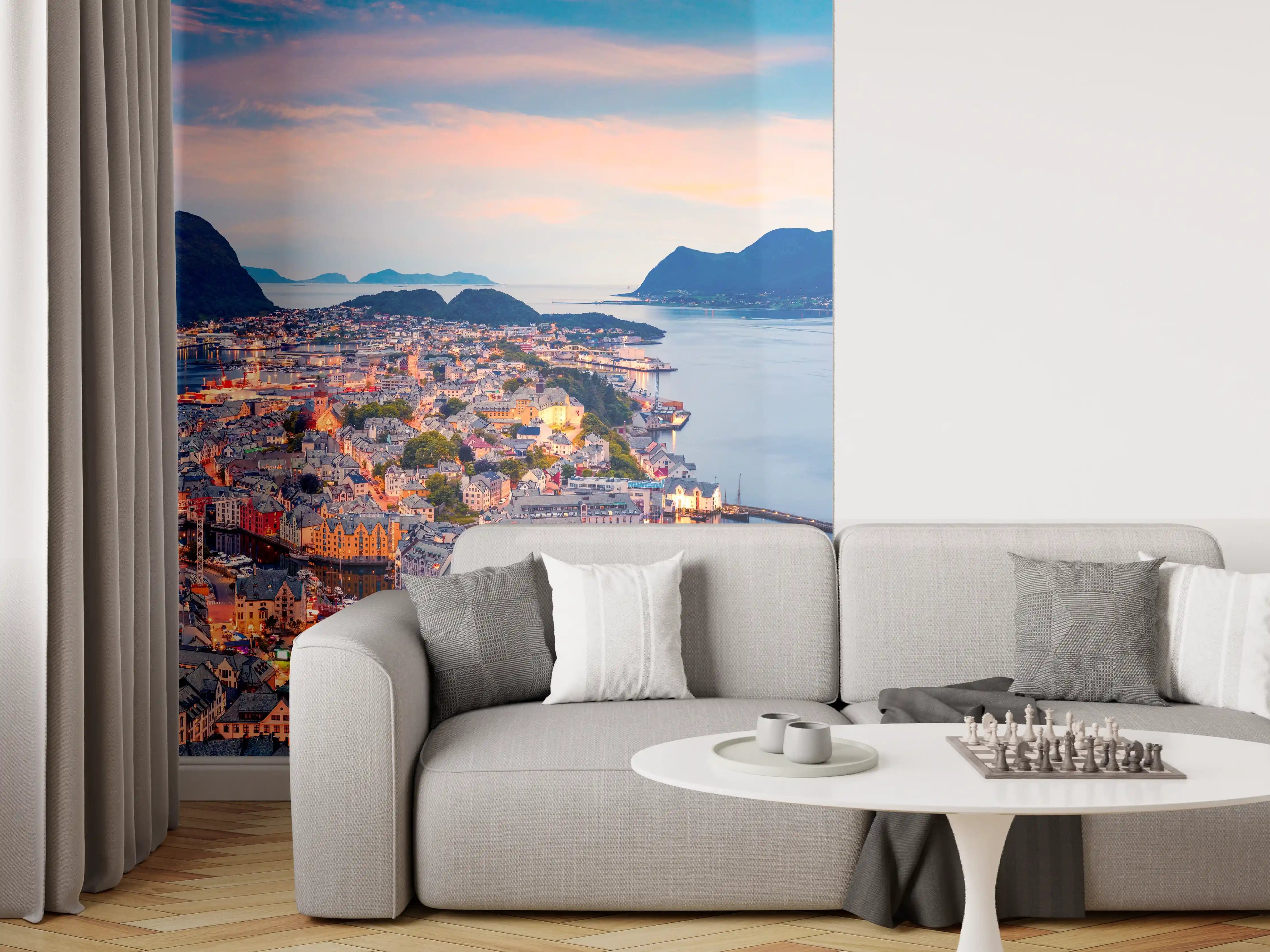 Wandverkleidung Wohnzimmer - Hafenstadt Alesund