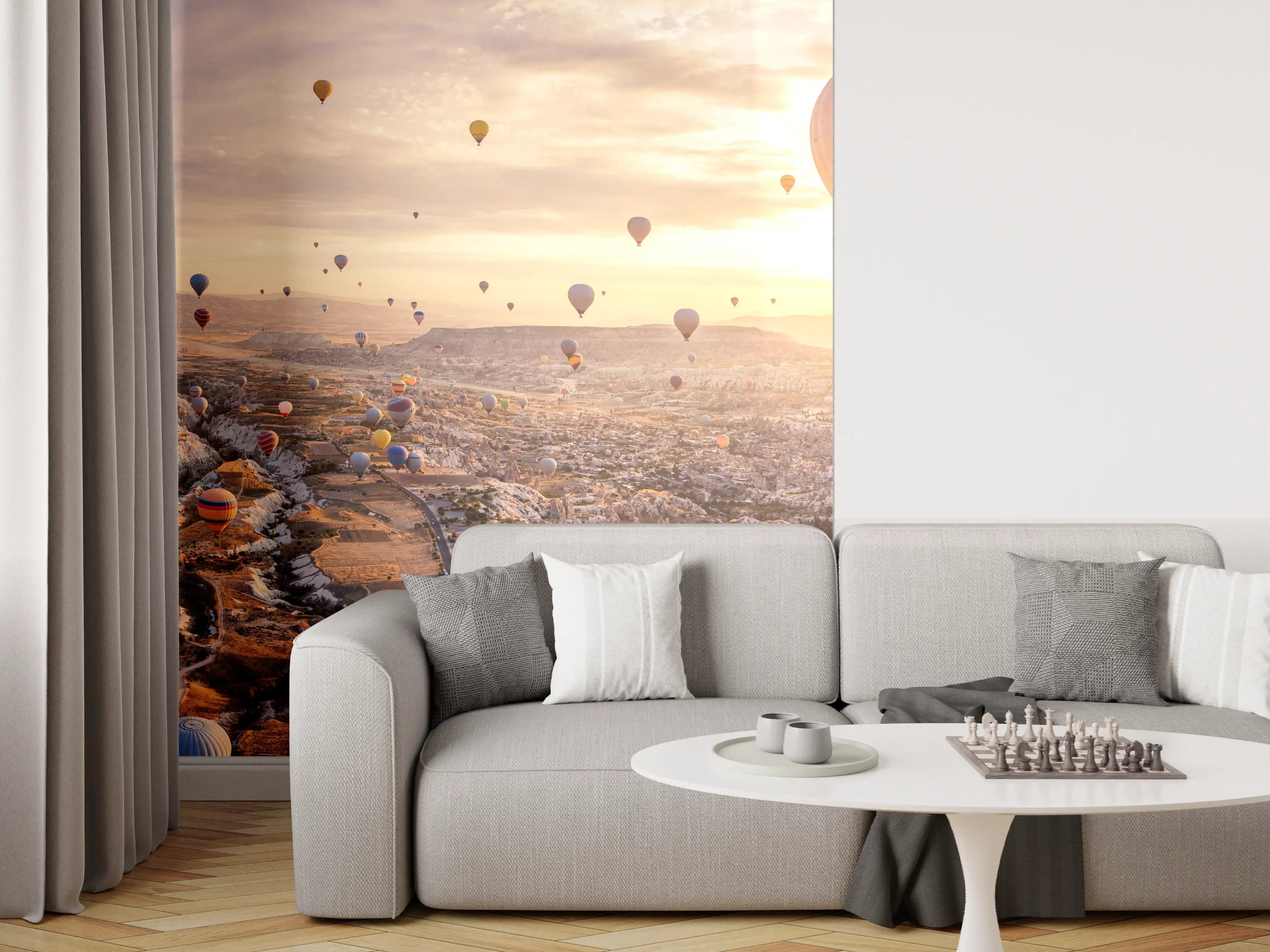 Wandverkleidung Wohnzimmer - Heißluftballons über Göreme-Türkei