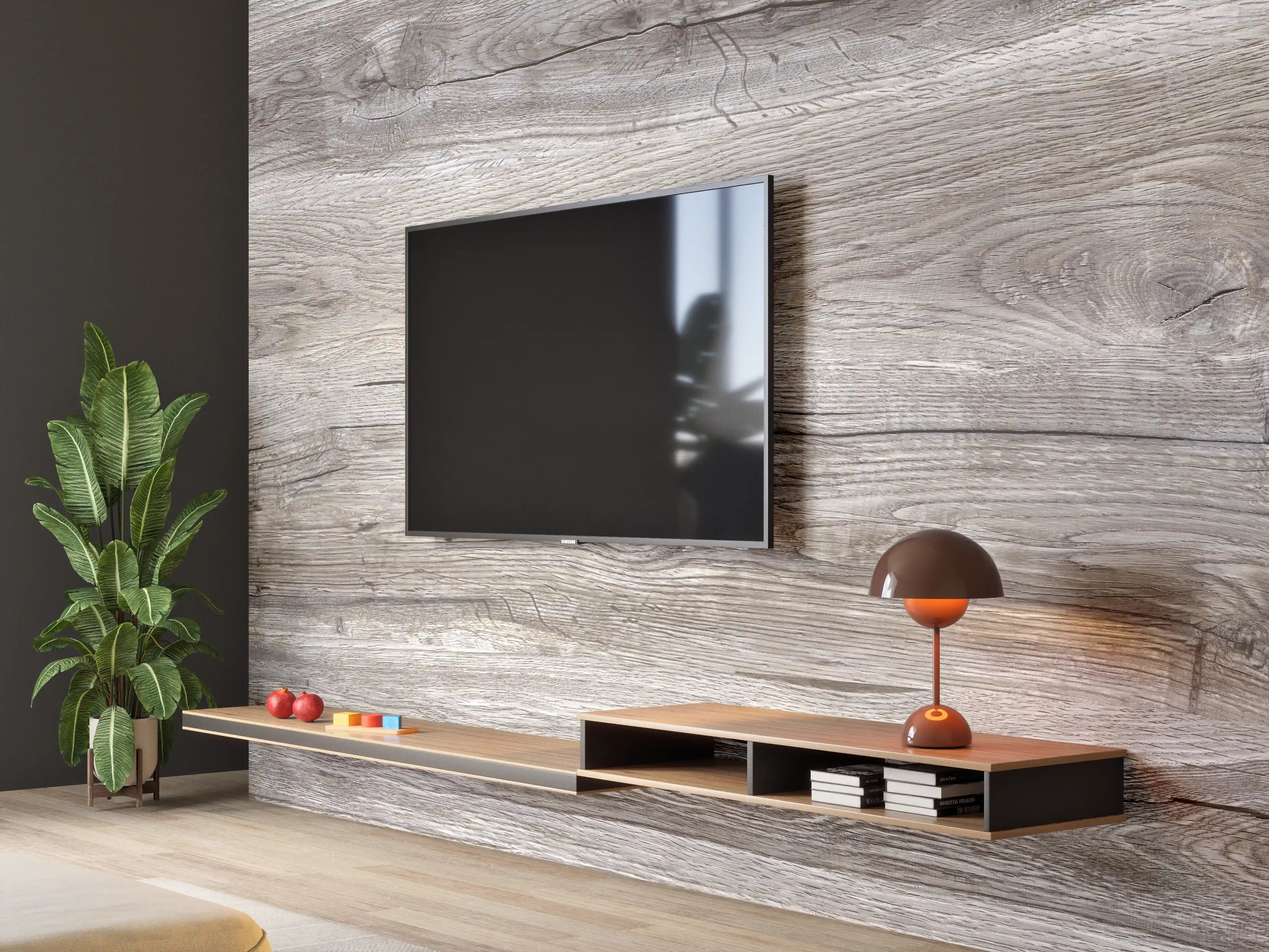 Wandverkleidung Wohnzimmer - Hell-braune Holz Textur