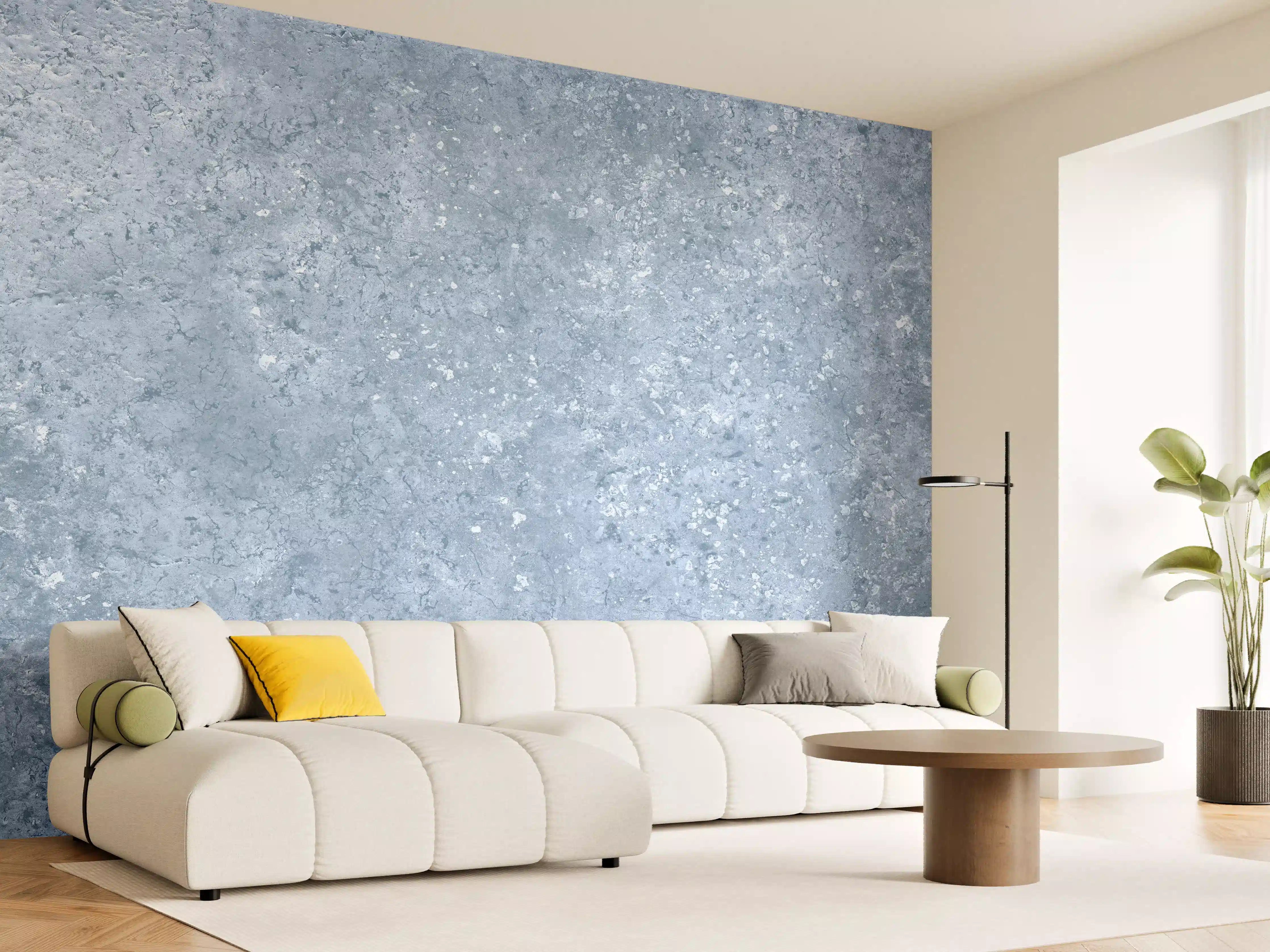 Wandverkleidung Wohnzimmer - Hellblaue getünchte Wandtextur