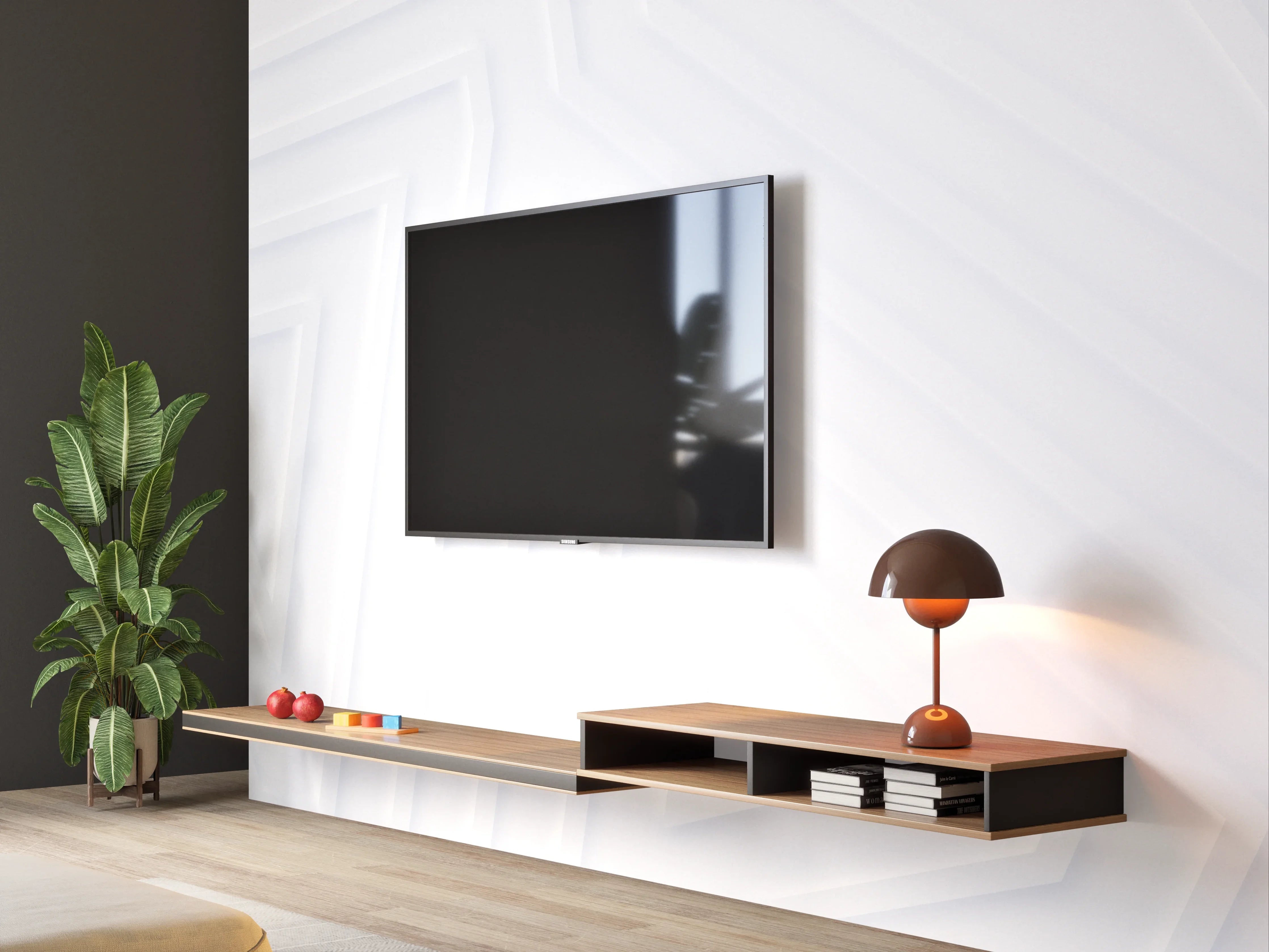 Wandverkleidung Wohnzimmer - Helle Grautöne: Geometrische Wandkunst