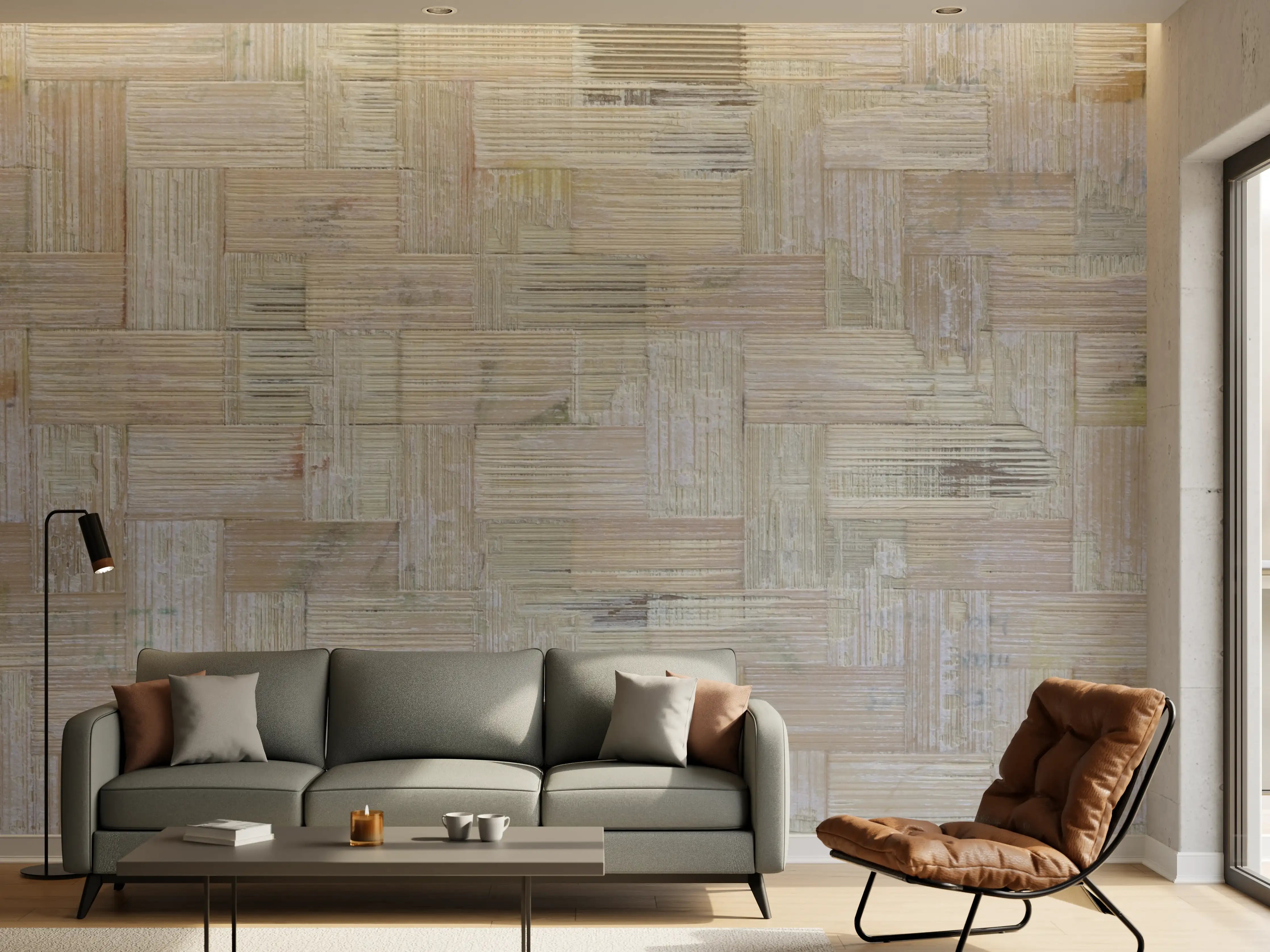 Wandverkleidung Wohnzimmer - Helle Holzoptik Wandgestaltung