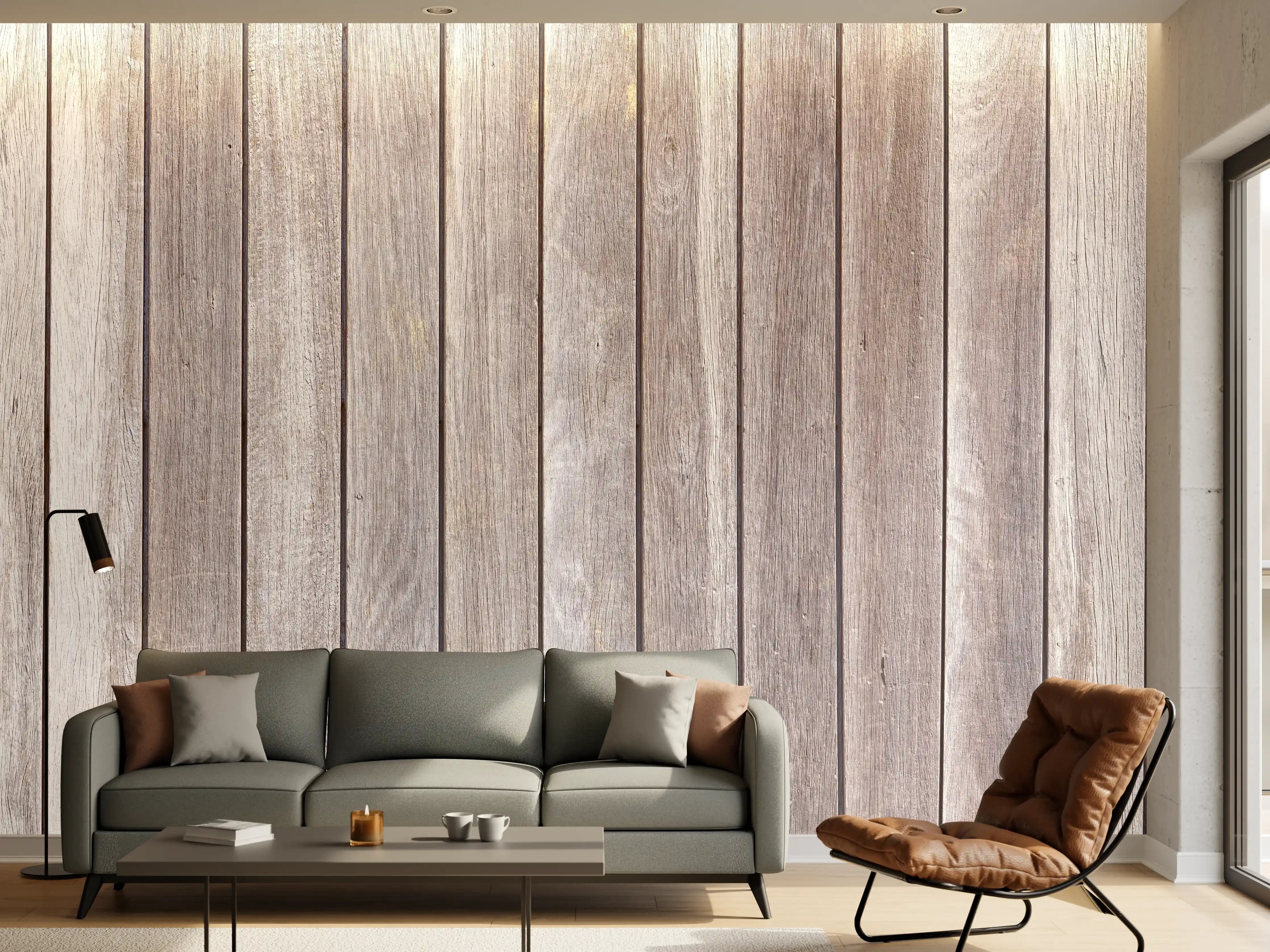 Wandverkleidung Wohnzimmer - Helle Holzvertäfelung für Wandgestaltung