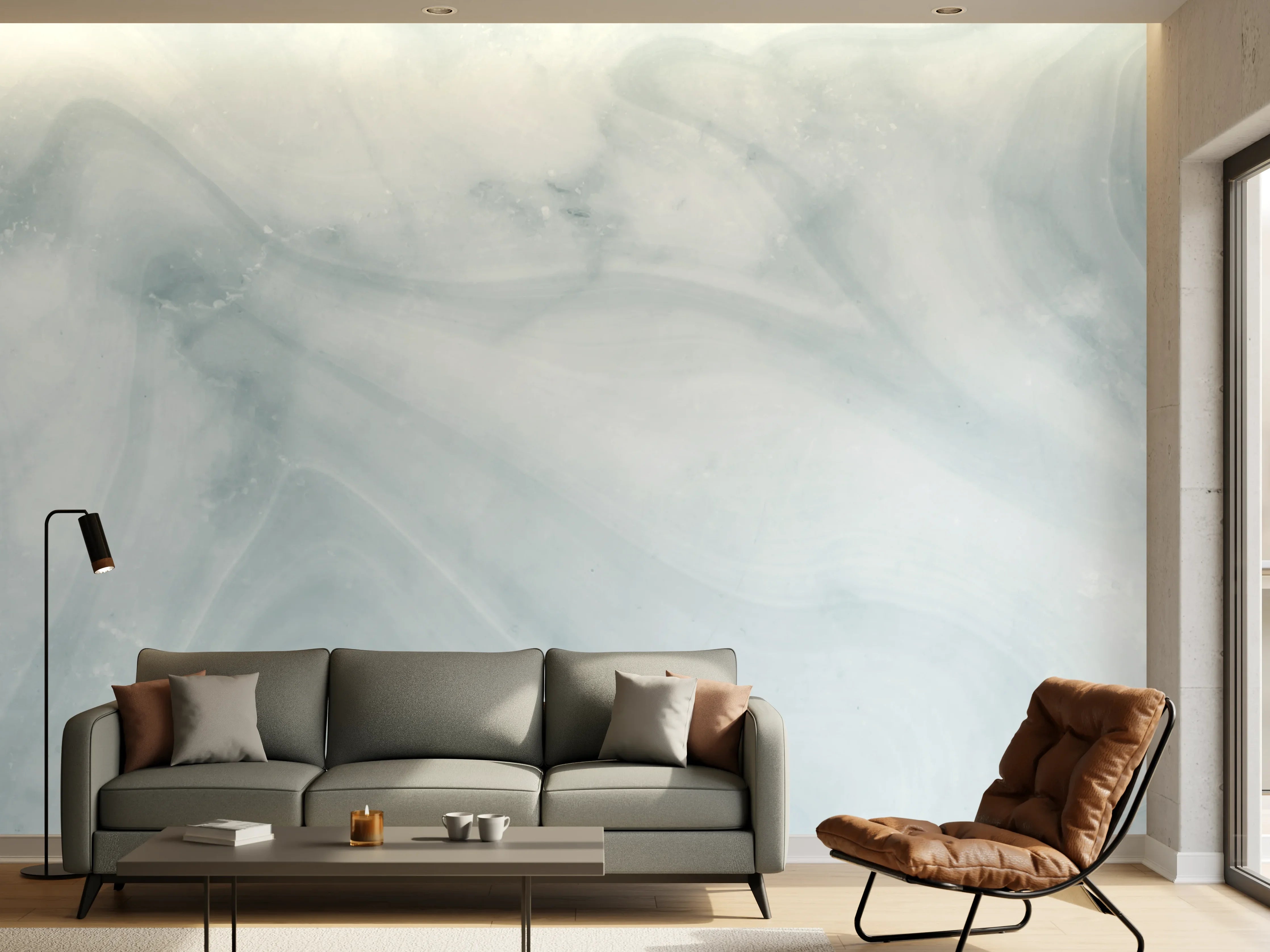 Wandverkleidung Wohnzimmer - Helle bläuliche Marmor Textur