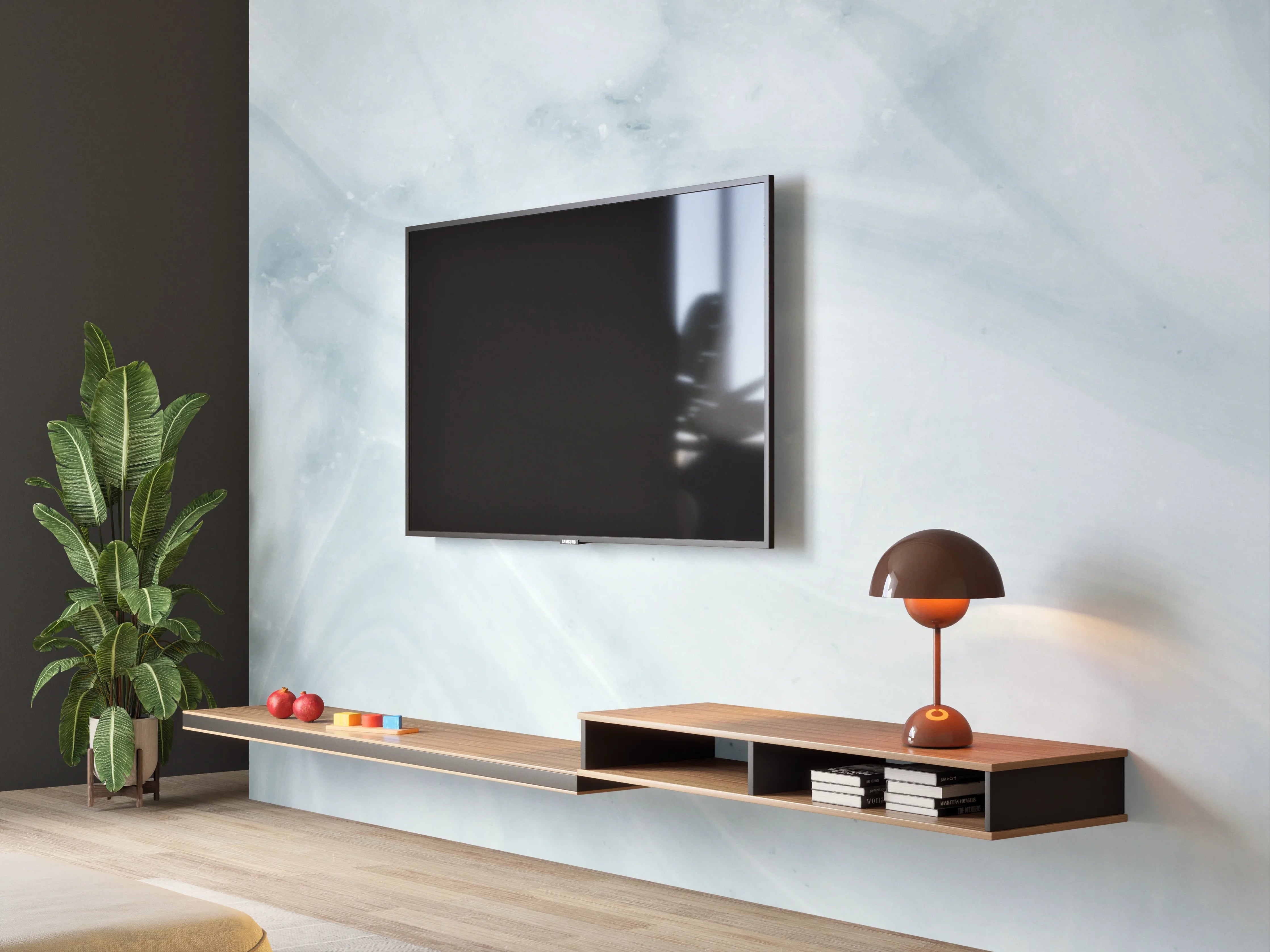 Wandverkleidung Wohnzimmer - Helle bläuliche Marmor Textur