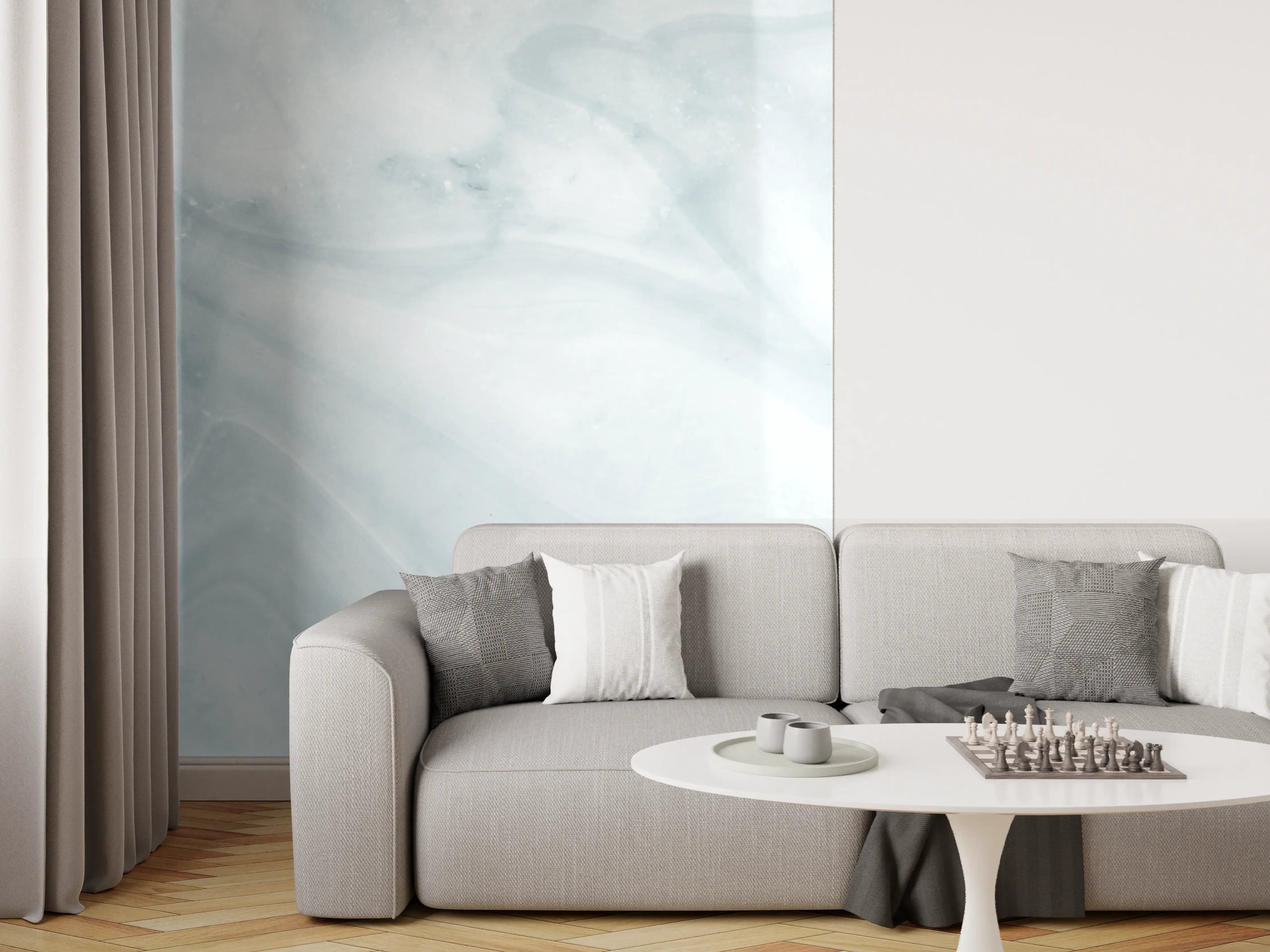 Wandverkleidung Wohnzimmer - Helle bläuliche Marmor Textur