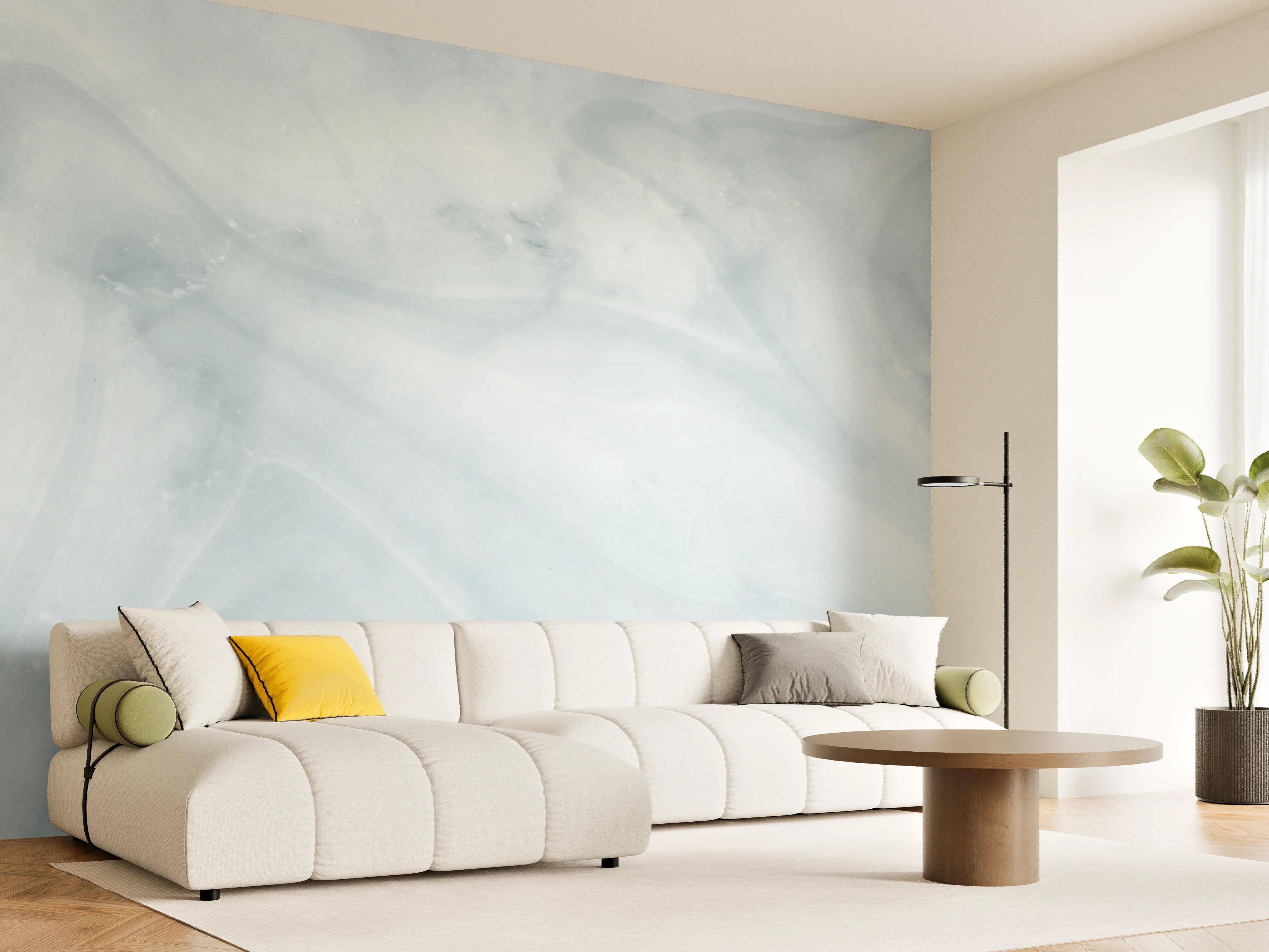 Wandverkleidung Wohnzimmer - Helle bläuliche Marmor Textur