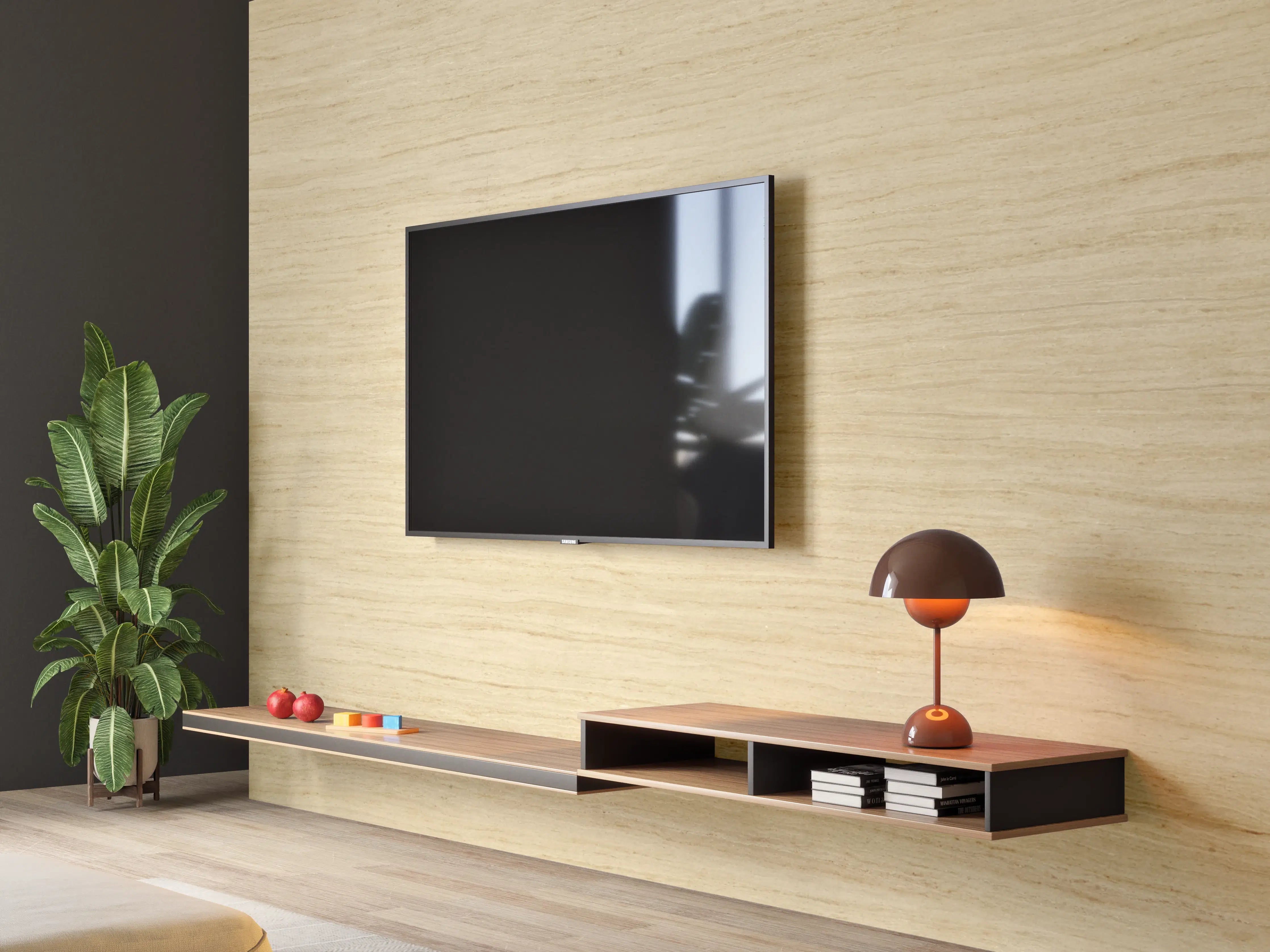 Wandverkleidung Wohnzimmer - Helle feine Holzoptik