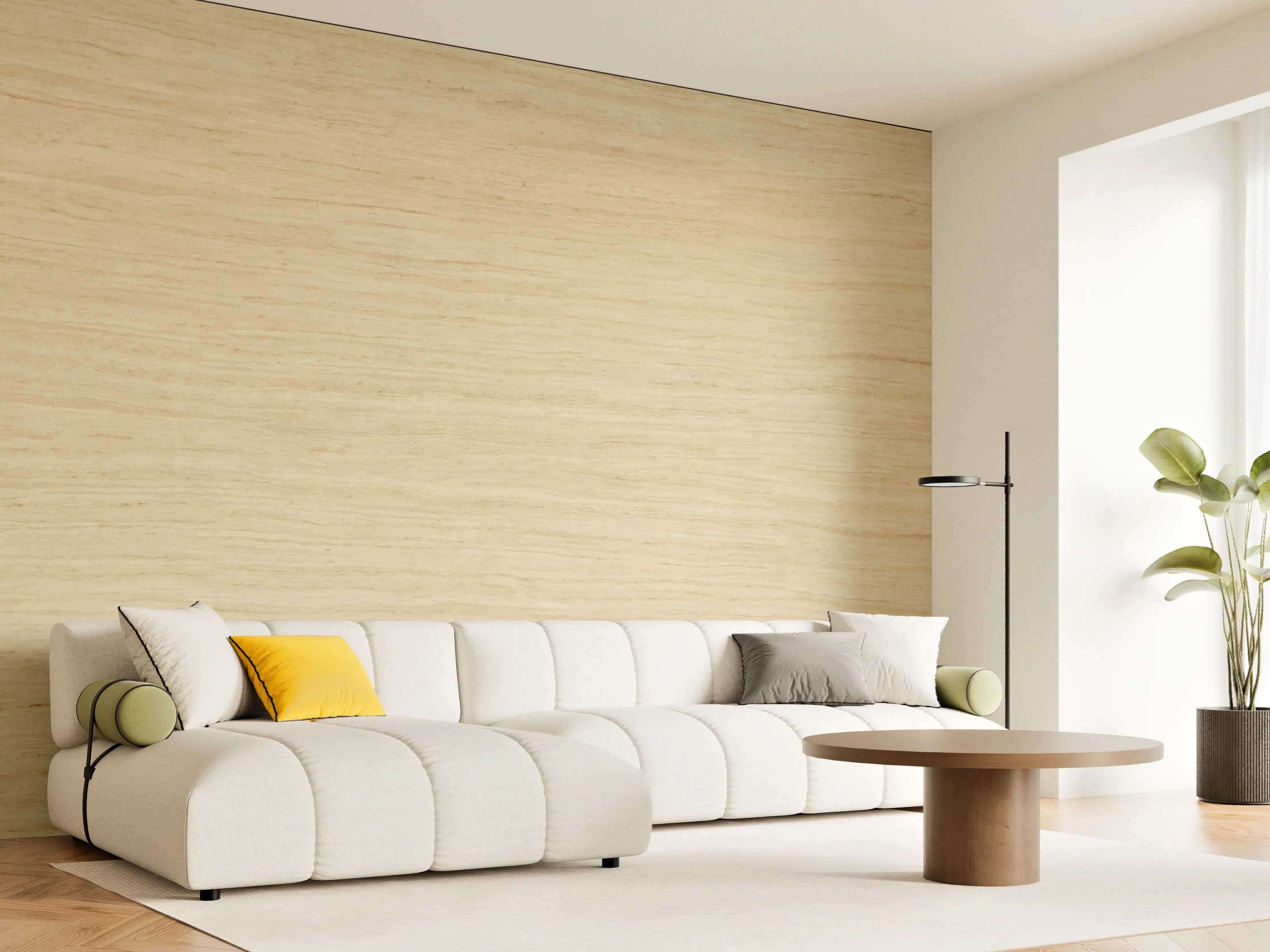 Wandverkleidung Wohnzimmer - Helle feine Holzoptik