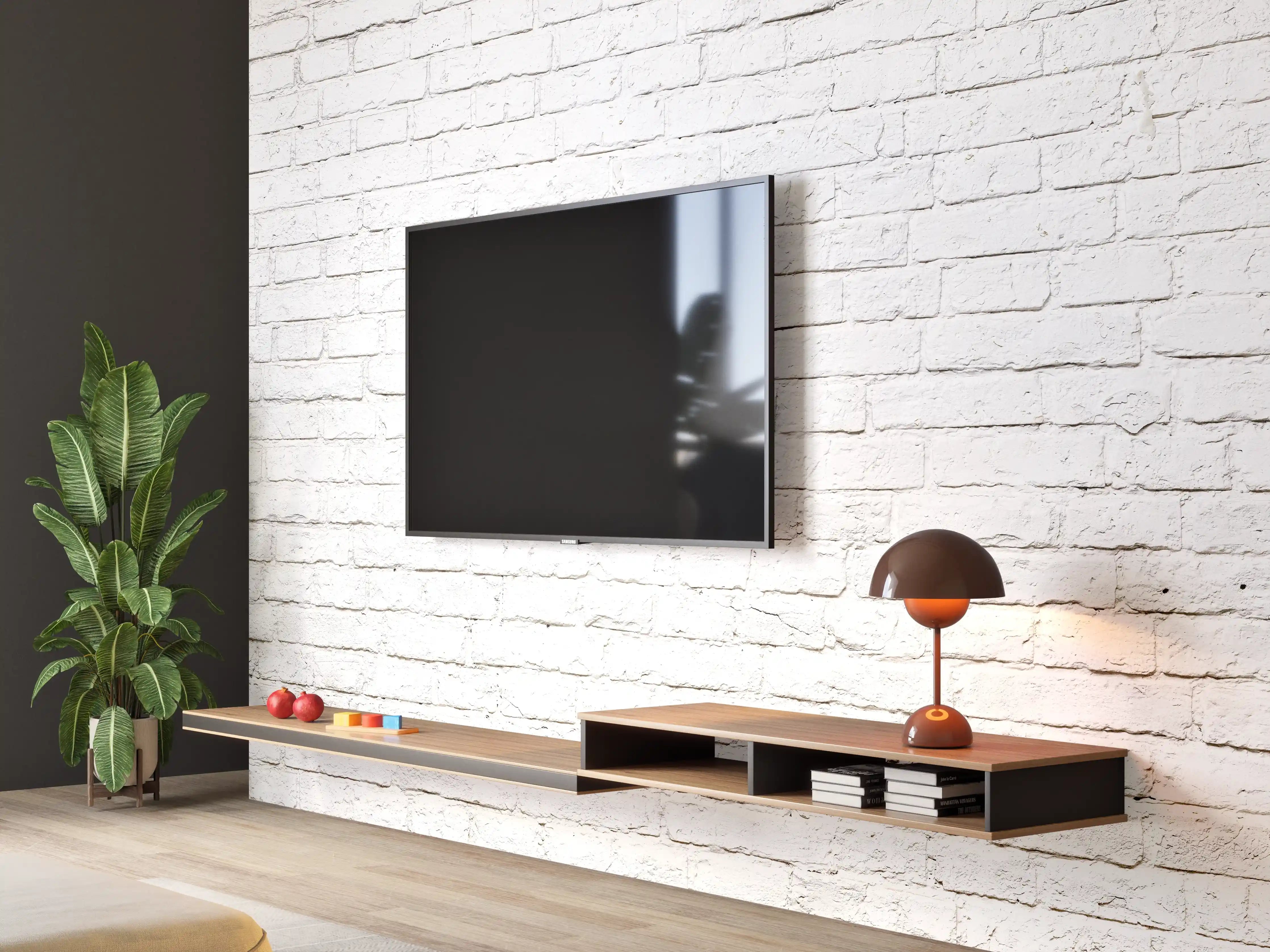 Wandverkleidung Wohnzimmer - Helle weiße Backsteinwand