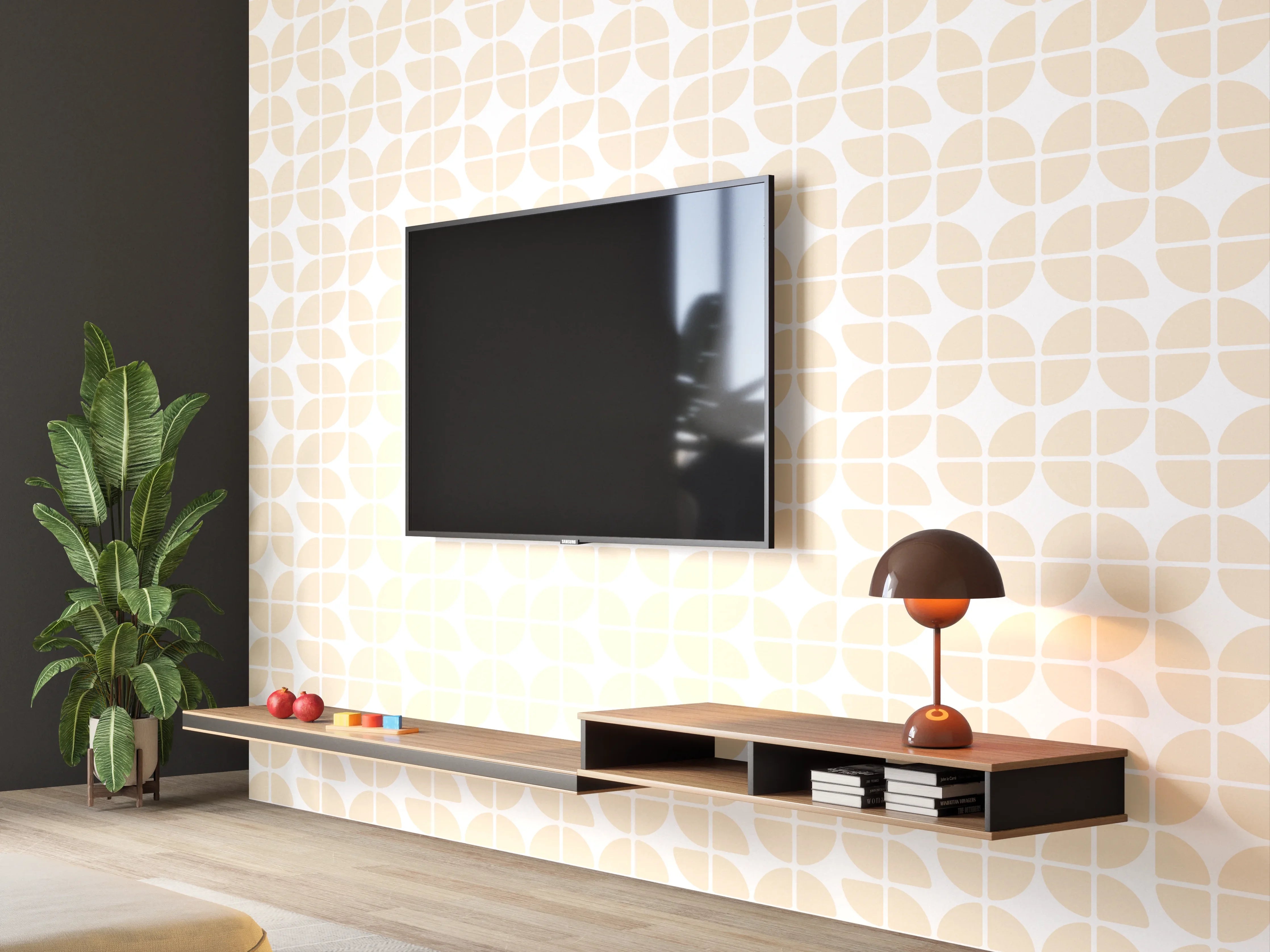 Wandverkleidung Wohnzimmer - Helle, geometrische Muster in neutralen Tönen