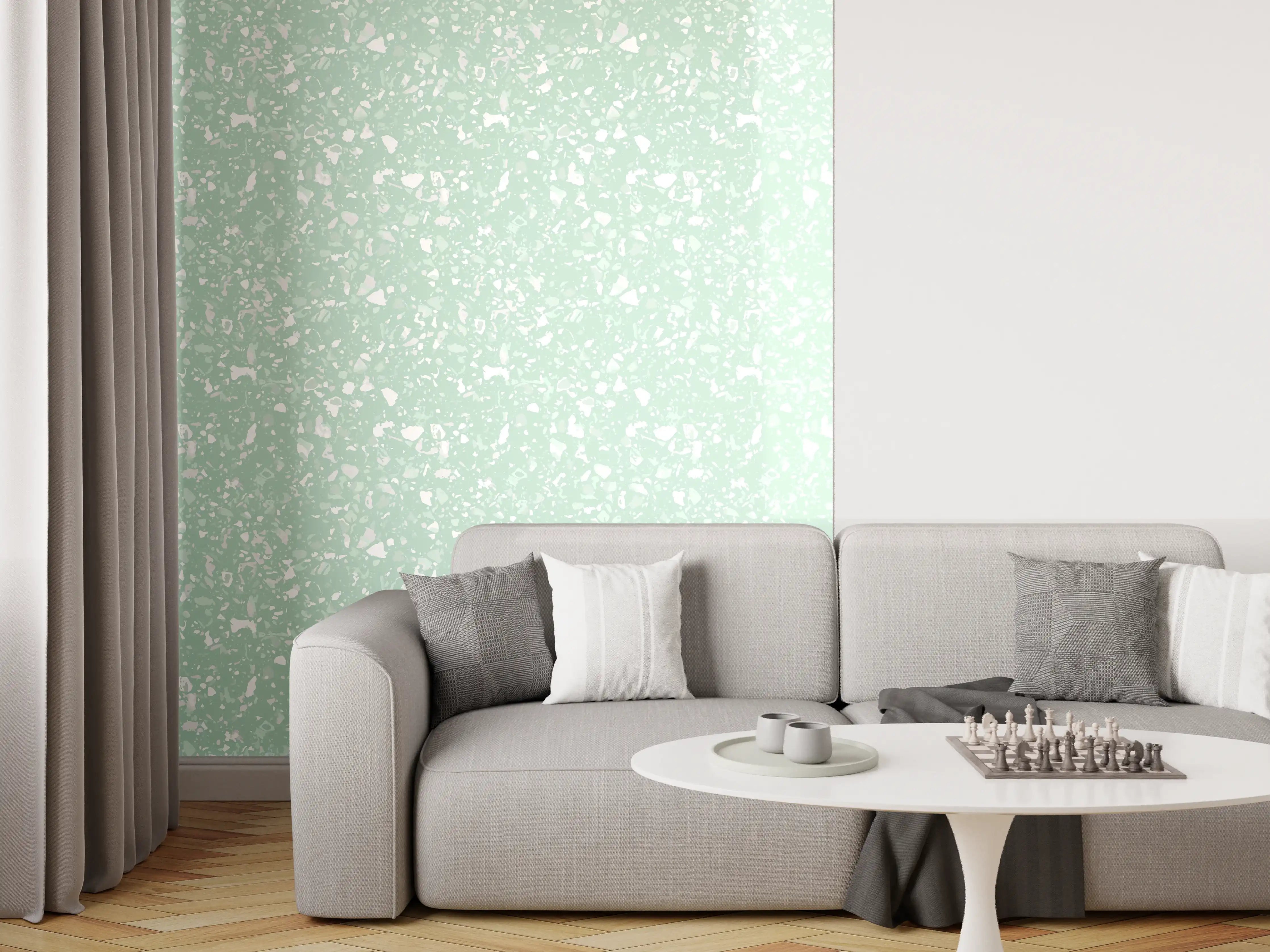 Wandverkleidung Wohnzimmer - Helle, kreative Raumgestaltung in Pastelltönen