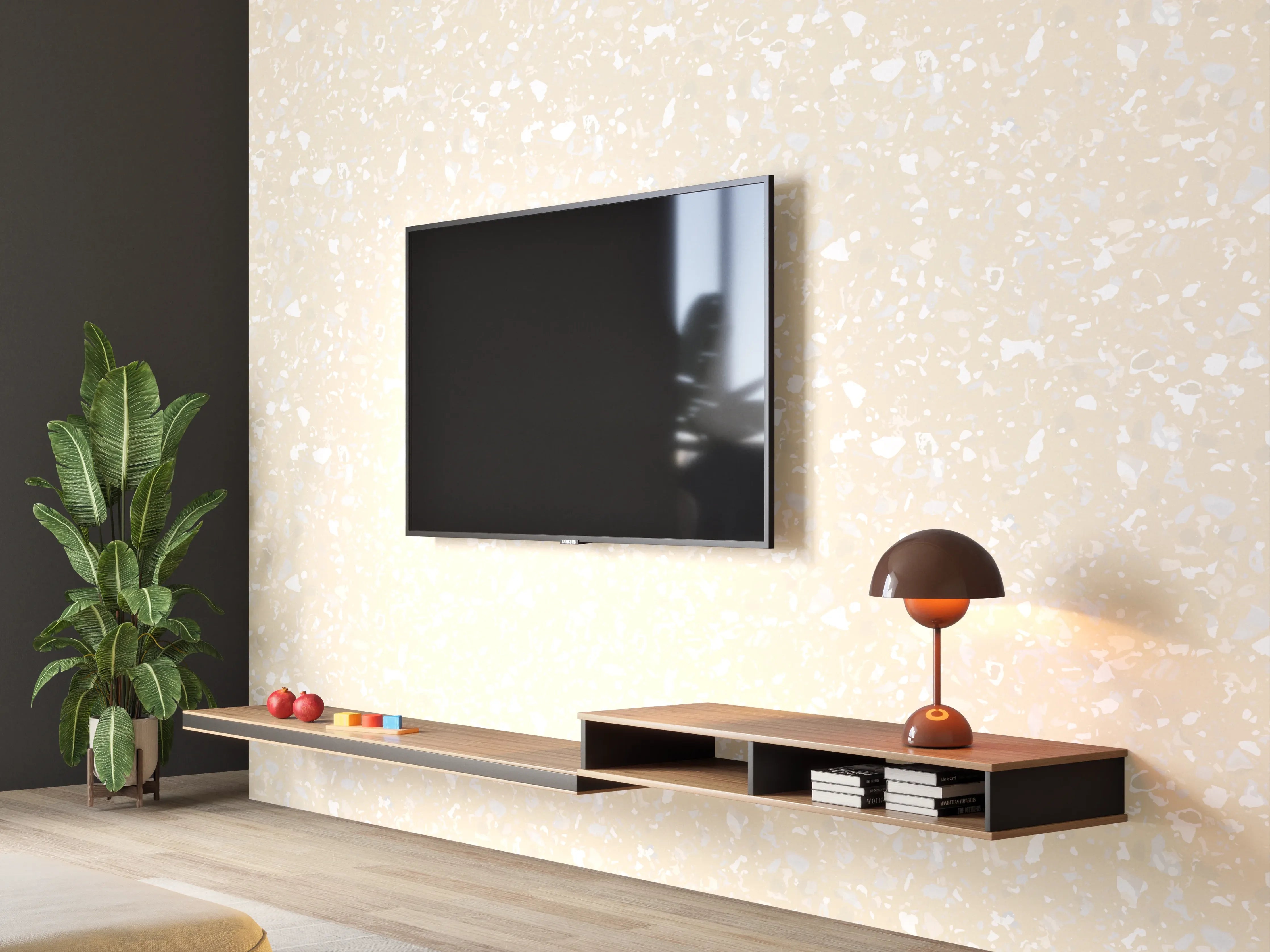 Wandverkleidung Wohnzimmer - Helle, neutrale Wand mit Sand- und Weißtönen