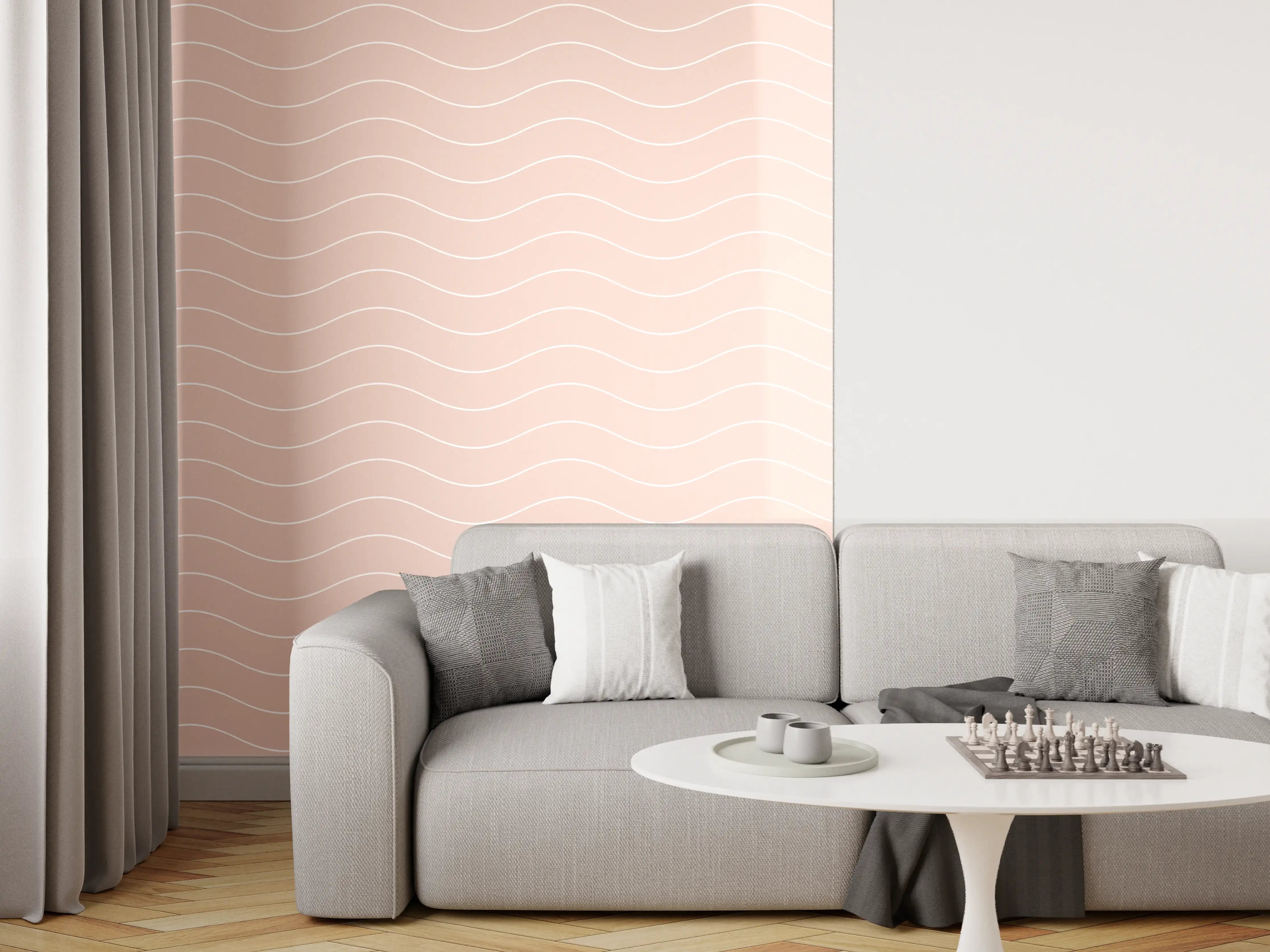 Wandverkleidung Wohnzimmer - Helle, sanfte Farbexplosion