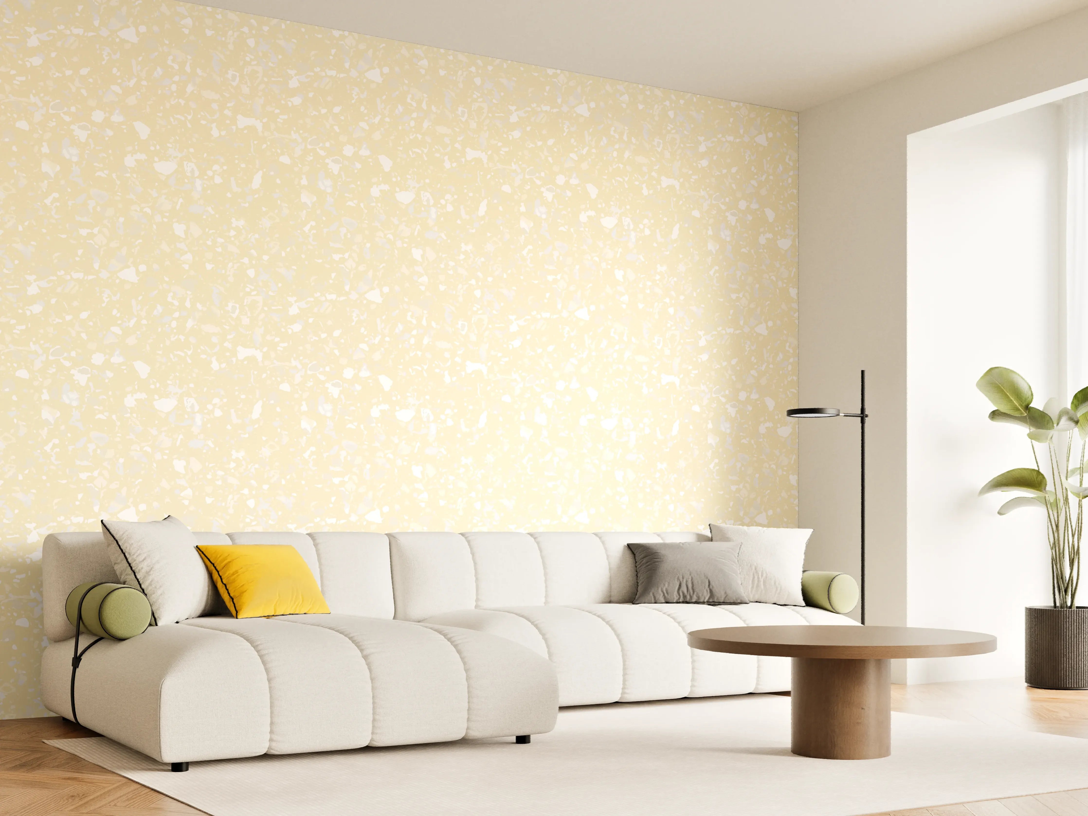 Wandverkleidung Wohnzimmer - Heller Hintergrund mit sanftem Glitzereffekt
