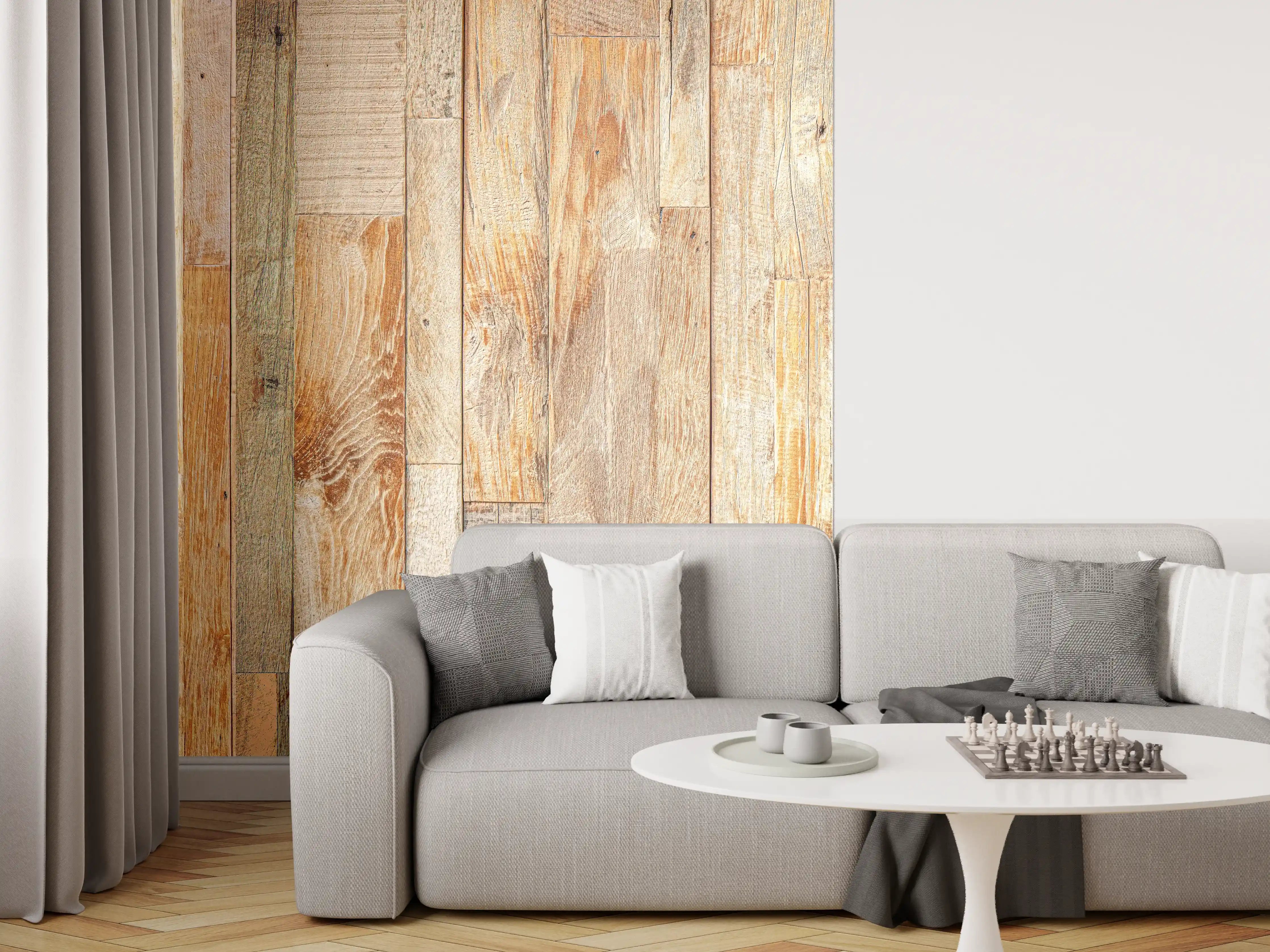 Wandverkleidung Wohnzimmer - Heller Holzhintergrund