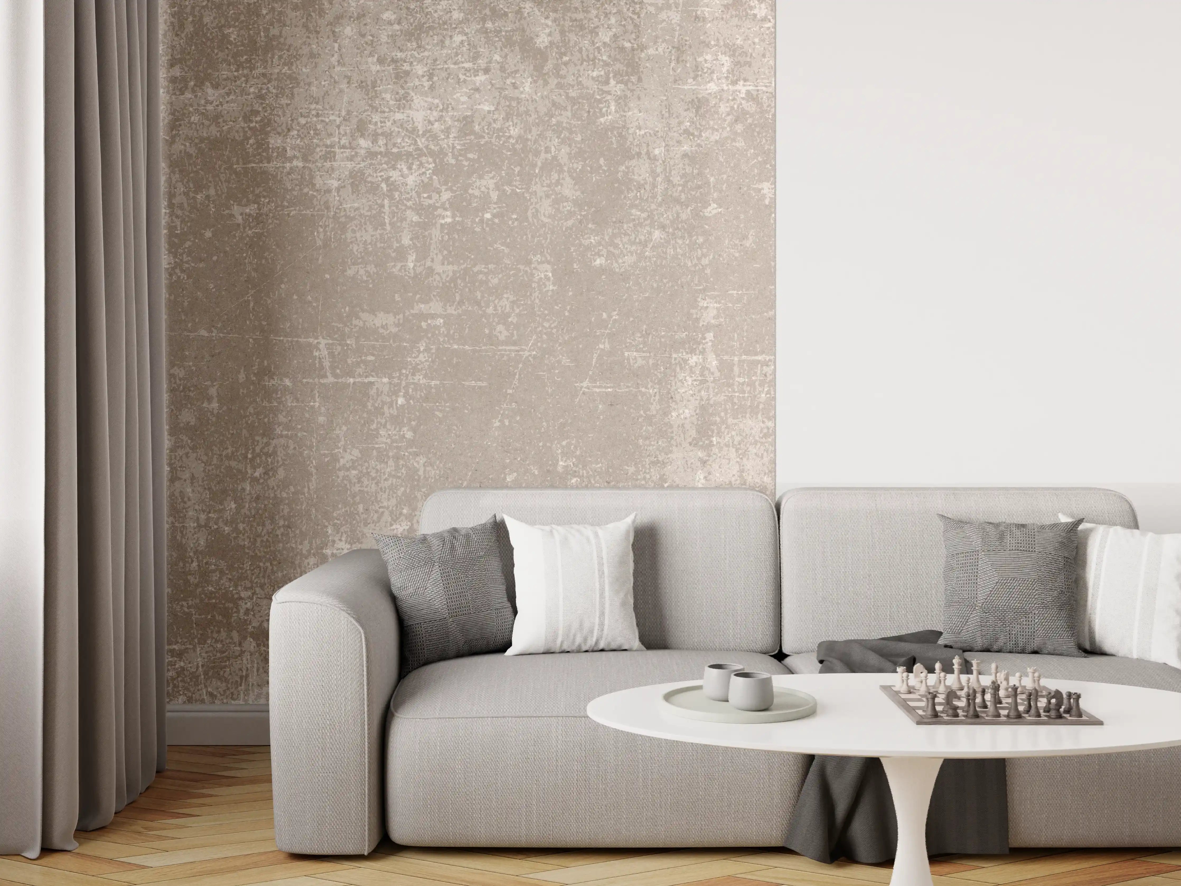 Wandverkleidung Wohnzimmer - Heller Zementhintergrund