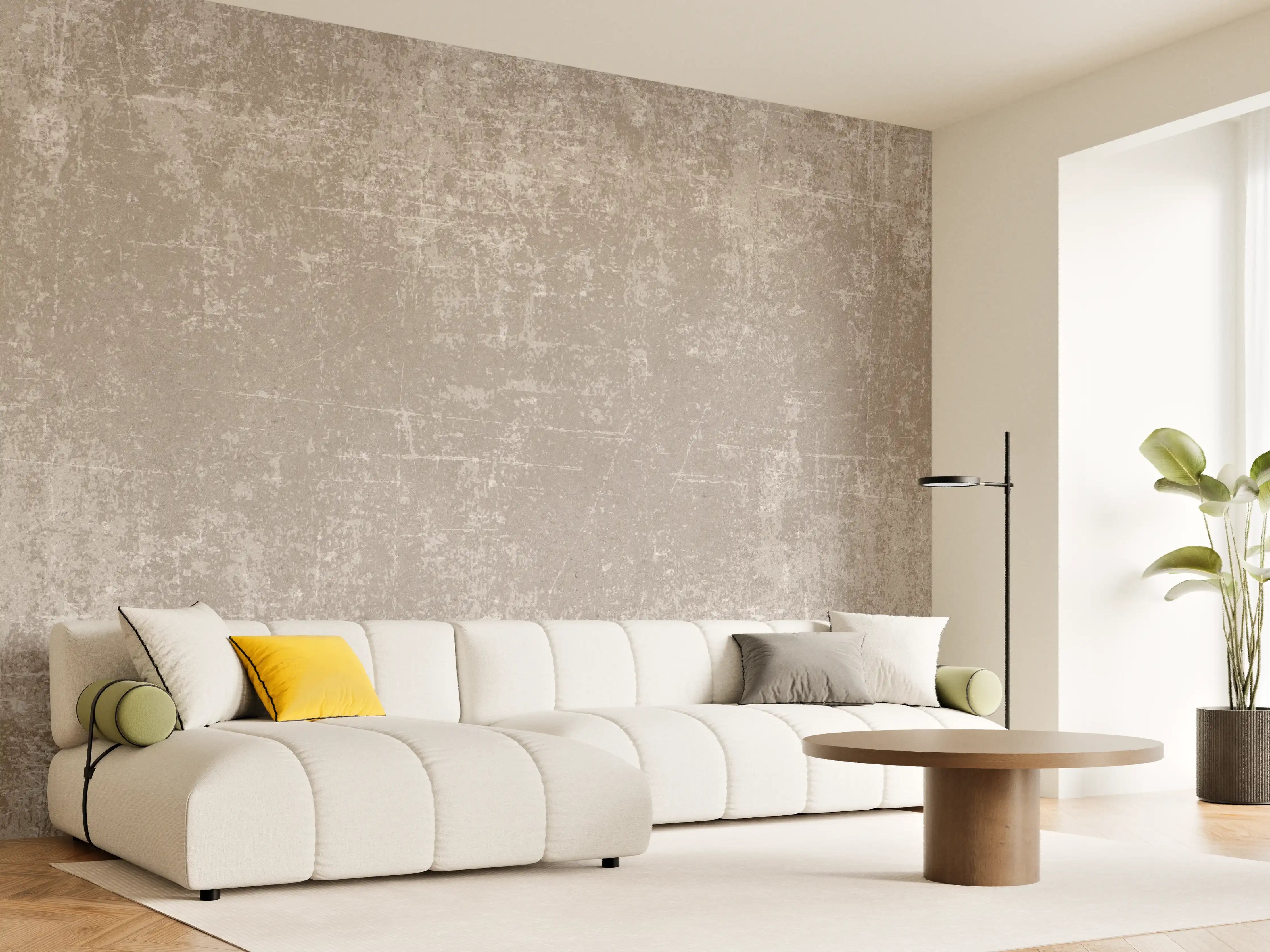 Wandverkleidung Wohnzimmer - Heller Zementhintergrund