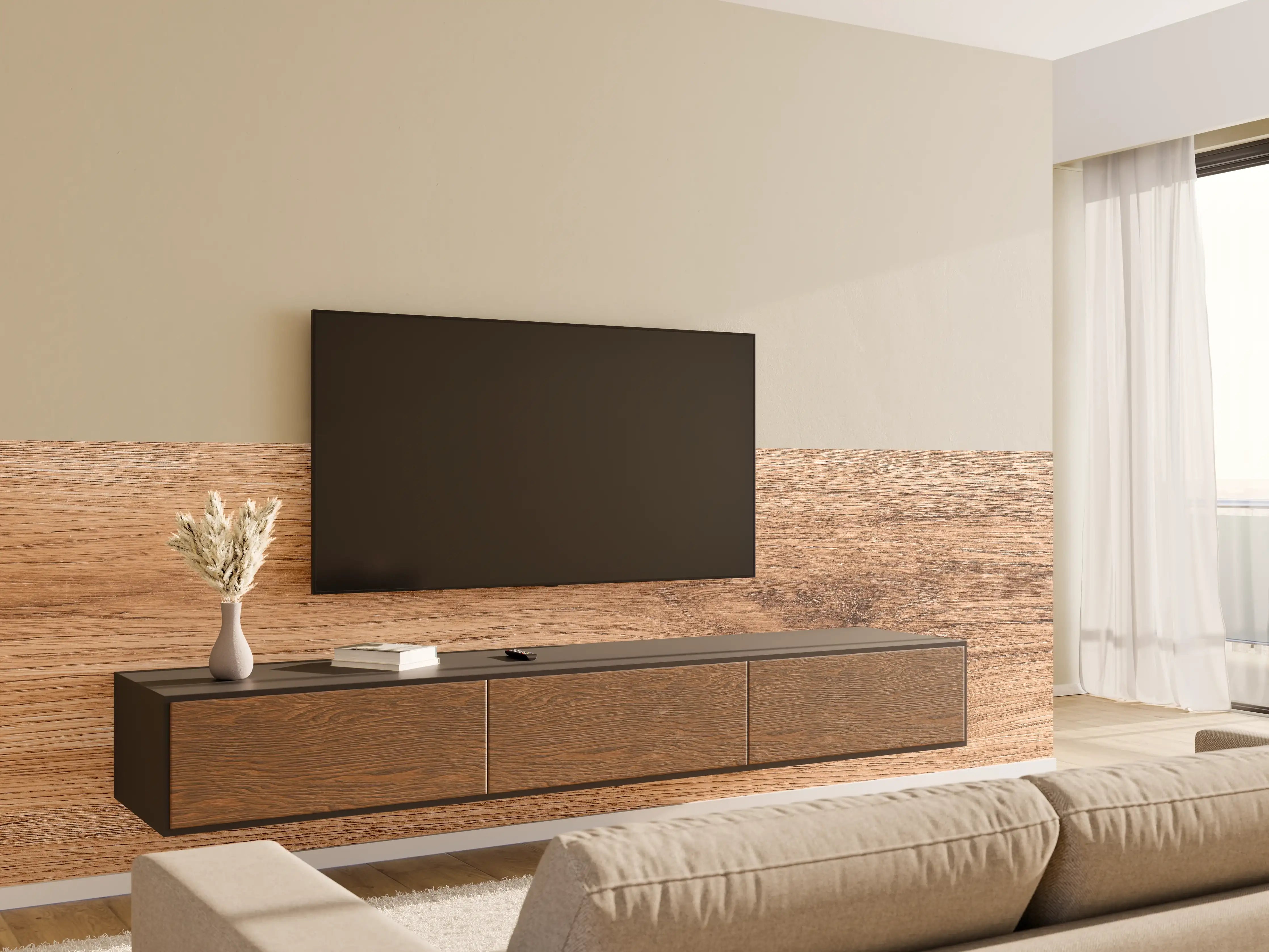 Wandverkleidung Wohnzimmer - Heller natürlicher Holzhintergrund