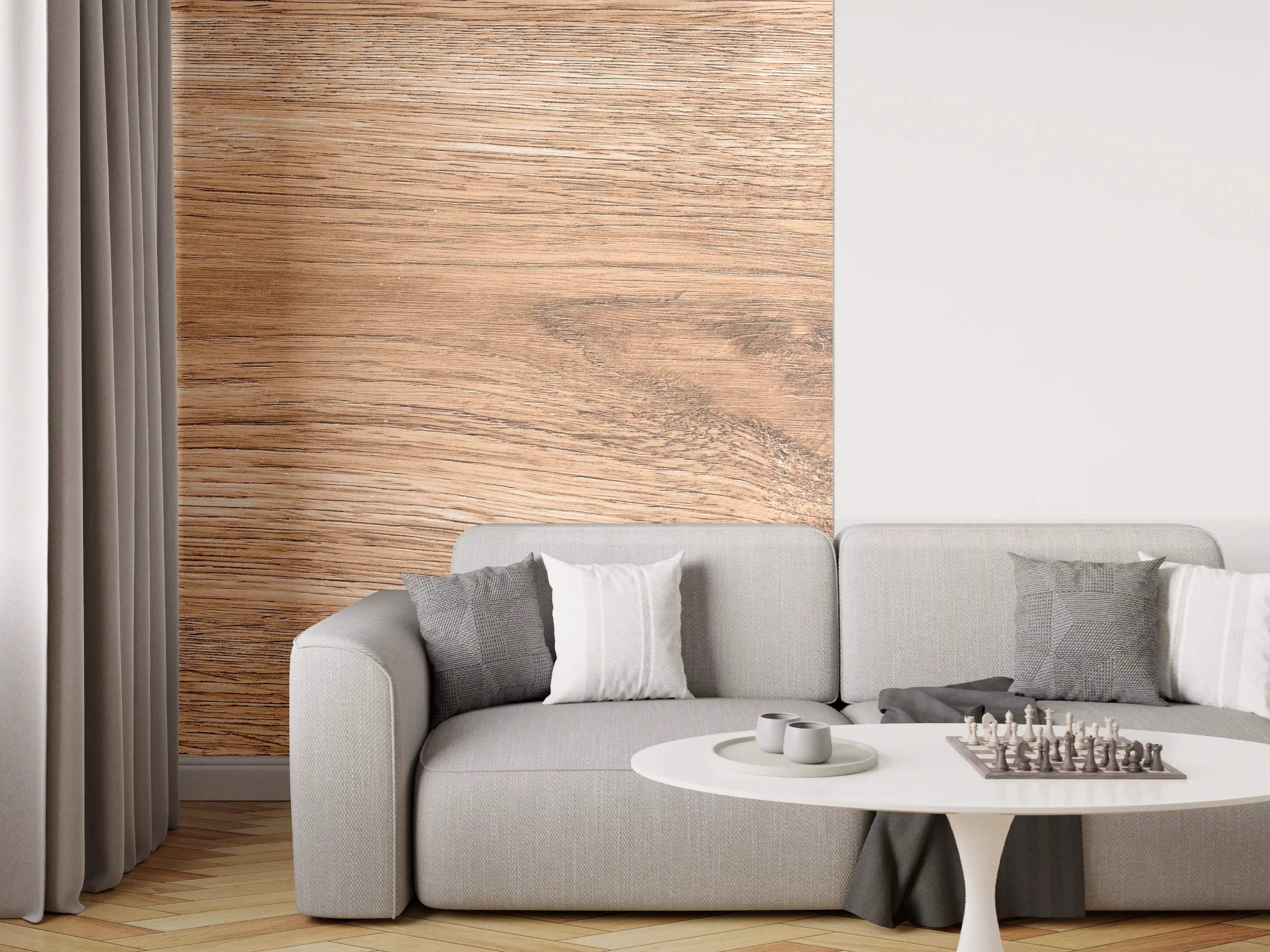 Wandverkleidung Wohnzimmer - Heller natürlicher Holzhintergrund