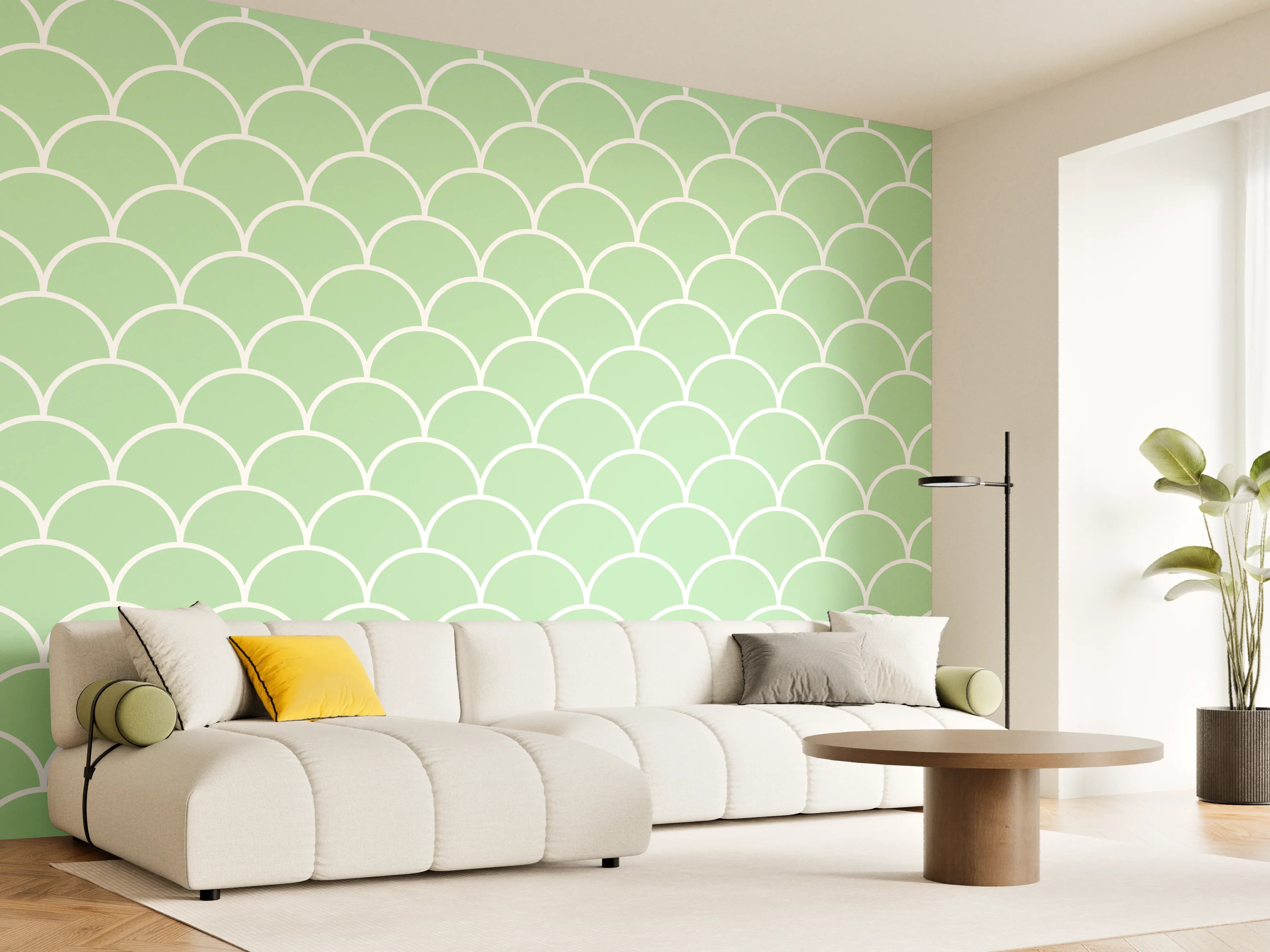 Wandverkleidung Wohnzimmer - Heller, grüner Musterhintergrund